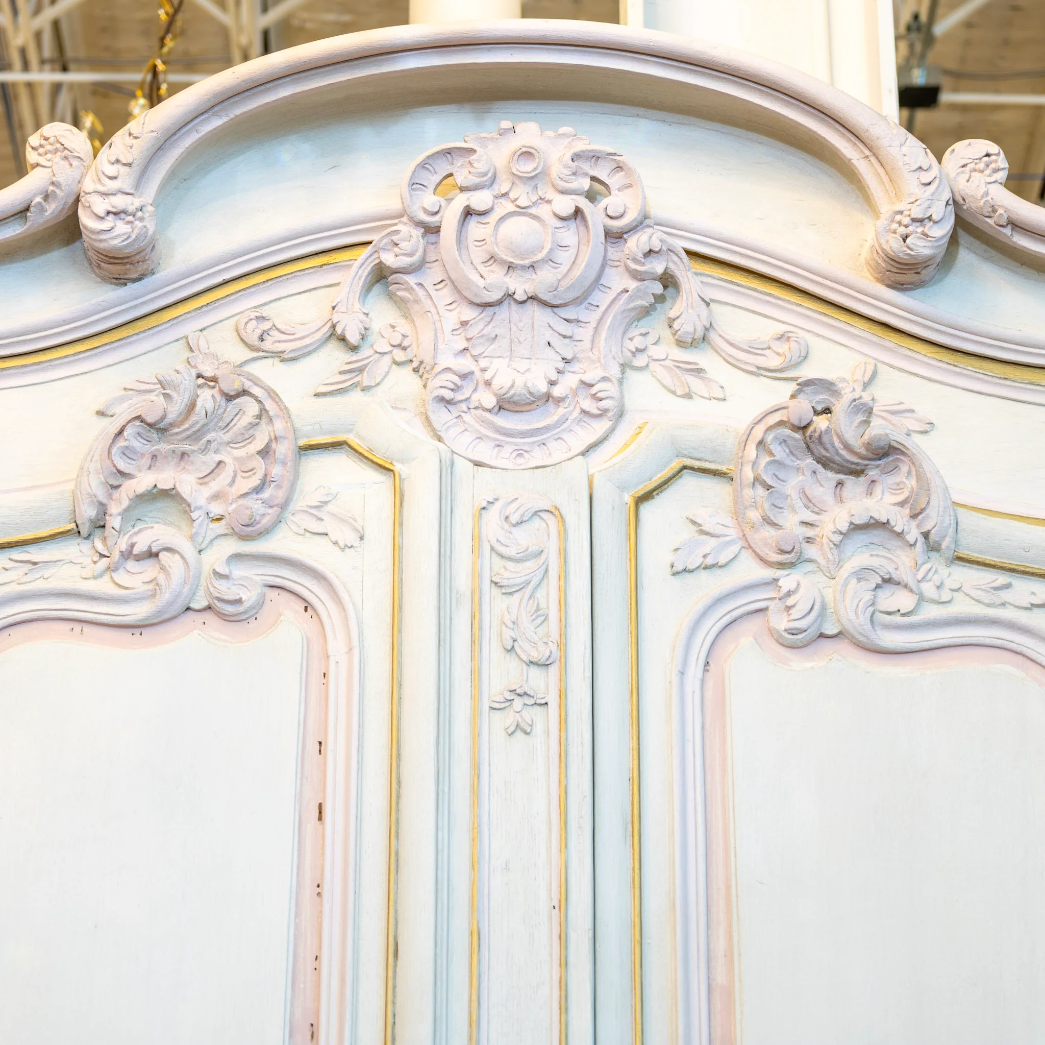 Louis XV Armoire – White & Pink with Pink Polka Dot Lining - Image 4