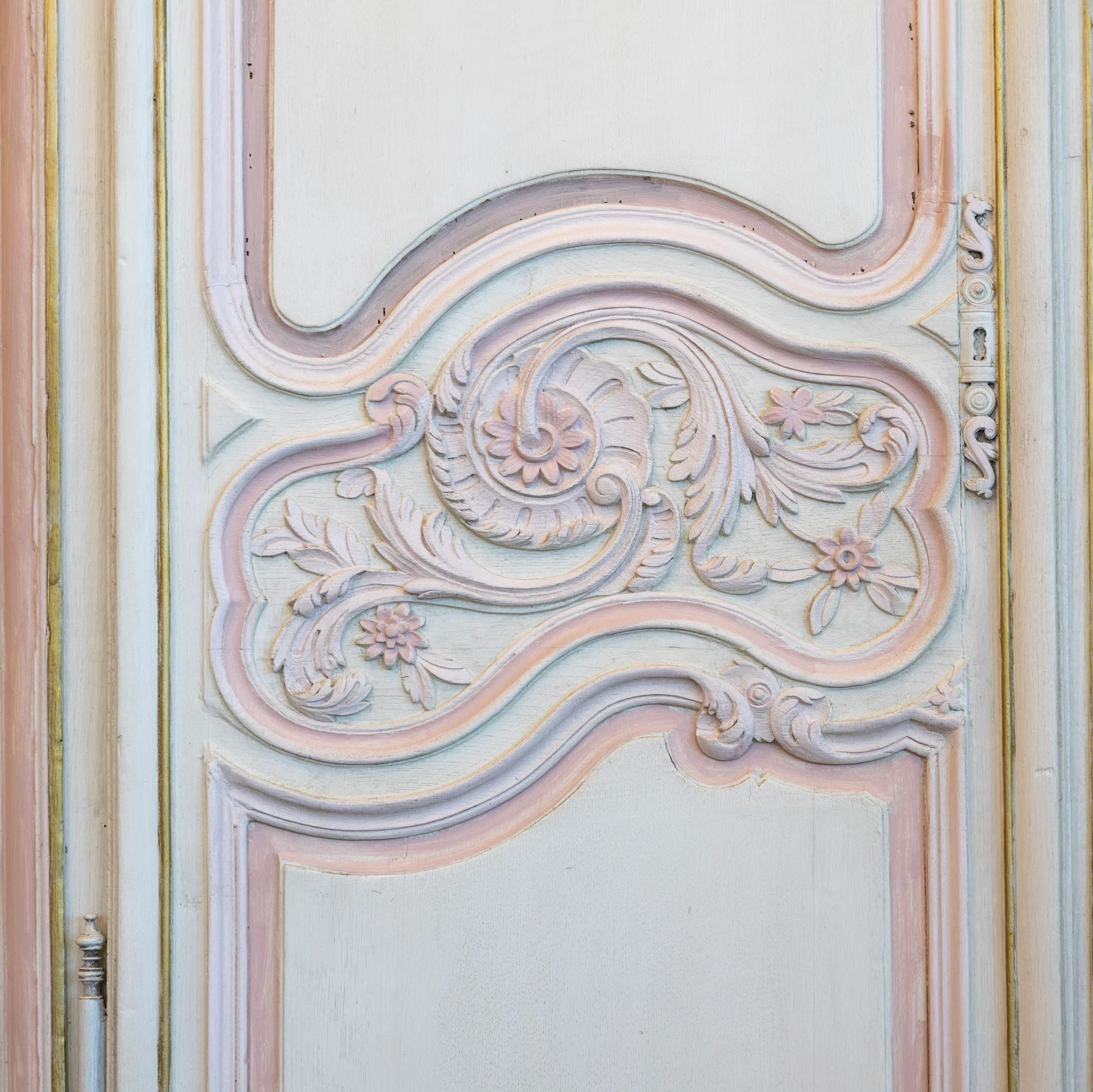 Louis XV Armoire – White & Pink with Pink Polka Dot Lining - Image 7