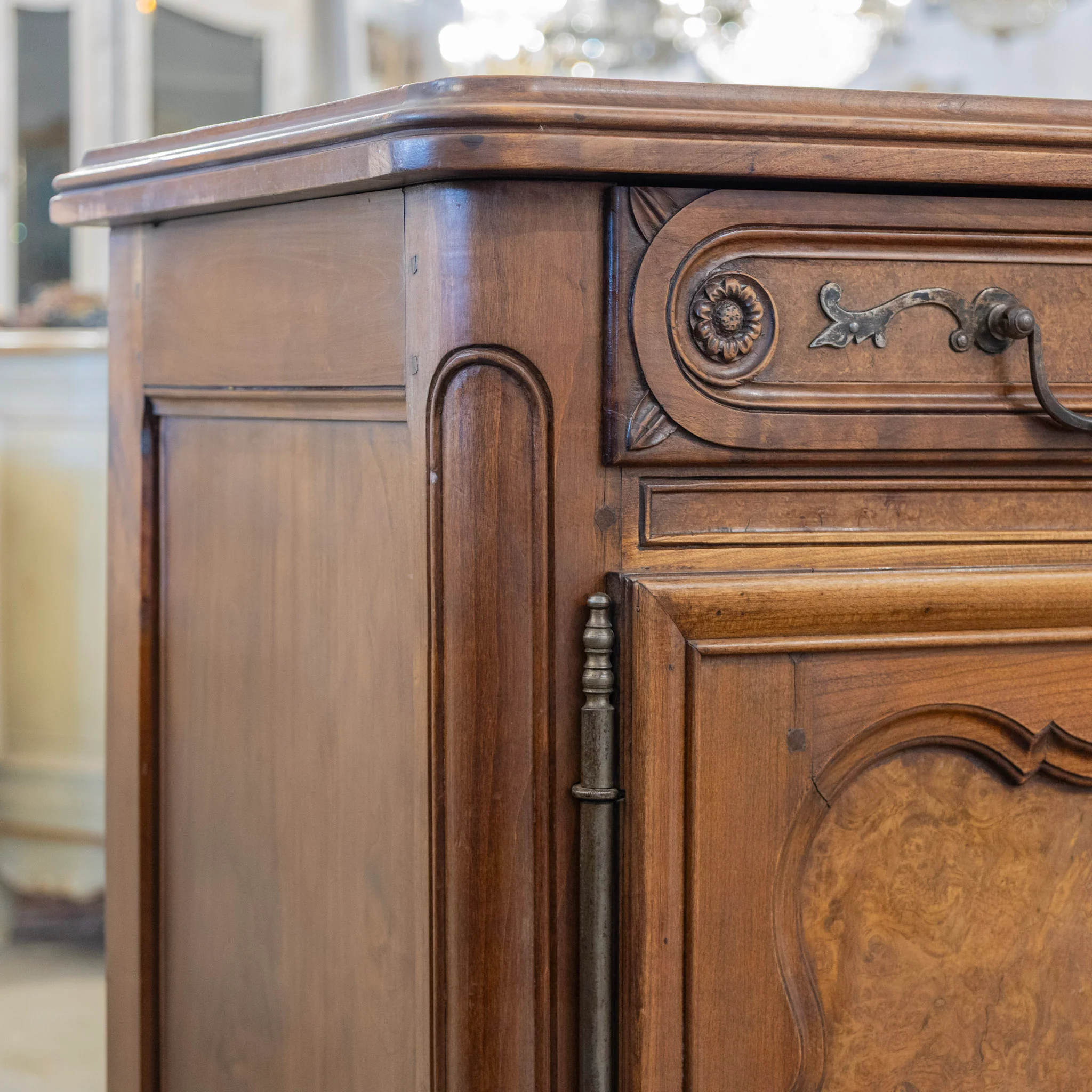 Louis XV Burl Wood Sideboard – Floral Hand-Carvings - Image 14