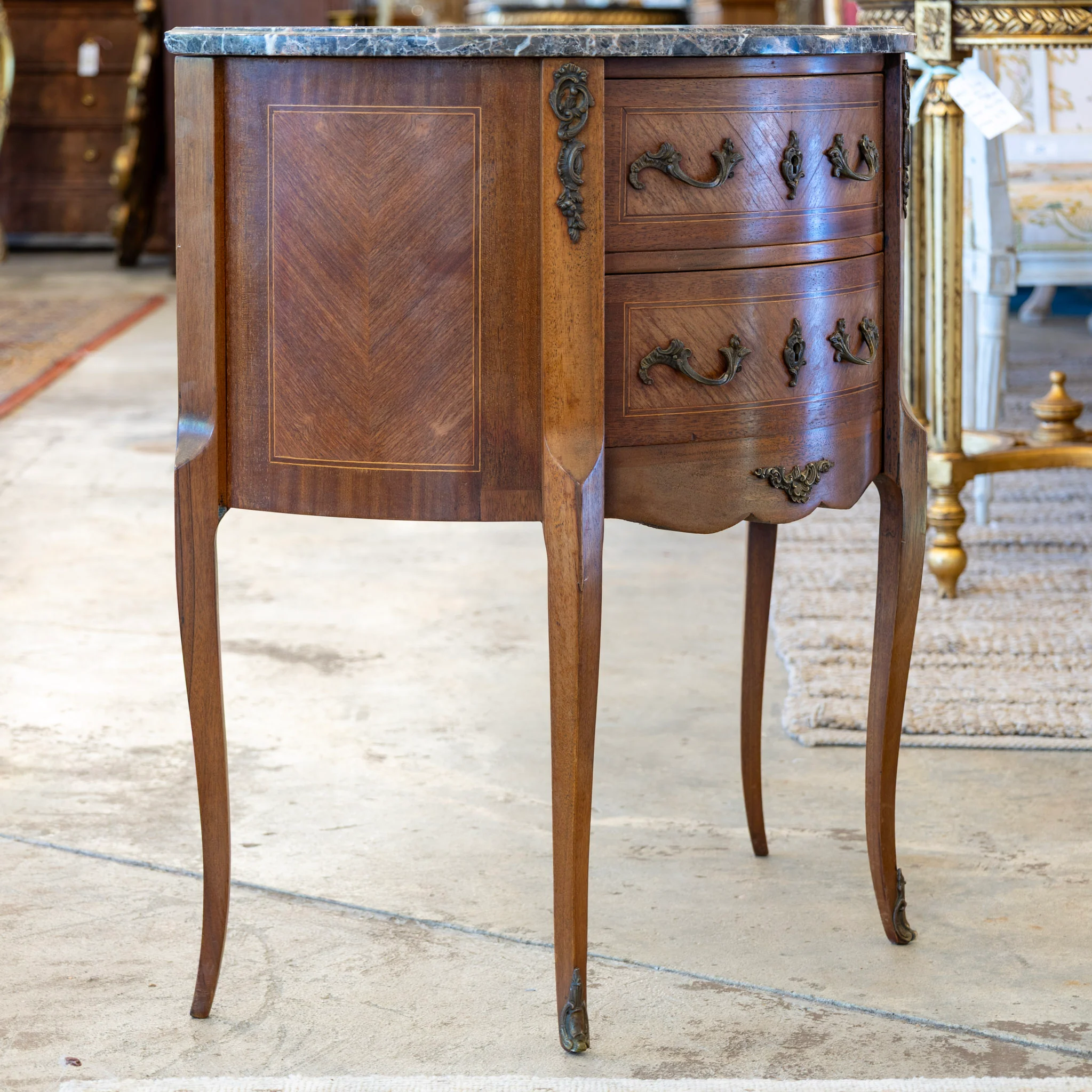 Louis XV 18th Century Demilune Commode – Marble-Top & Cabriole Legs - Image 3