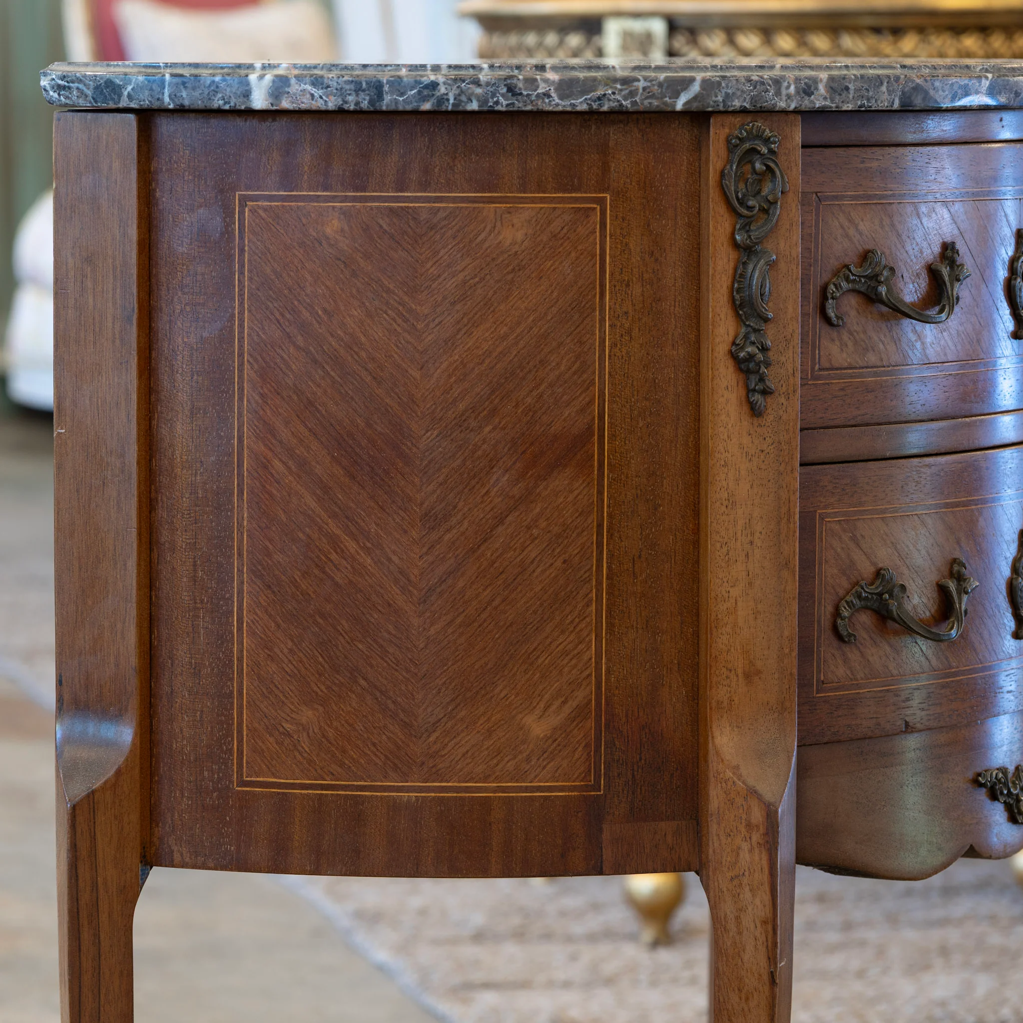 Louis XV 18th Century Demilune Commode – Marble-Top & Cabriole Legs - Image 4