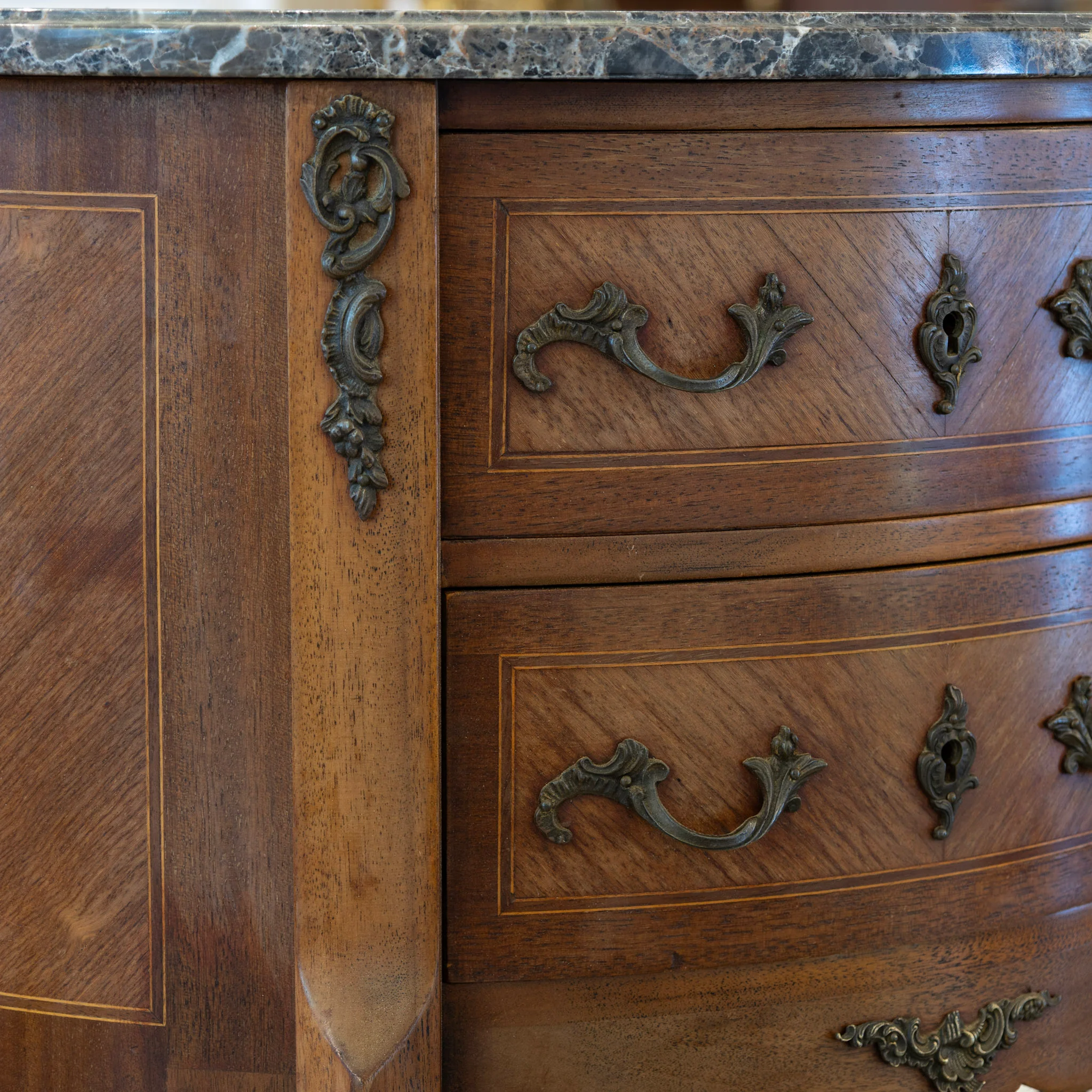 Louis XV 18th Century Demilune Commode – Marble-Top & Cabriole Legs - Image 5