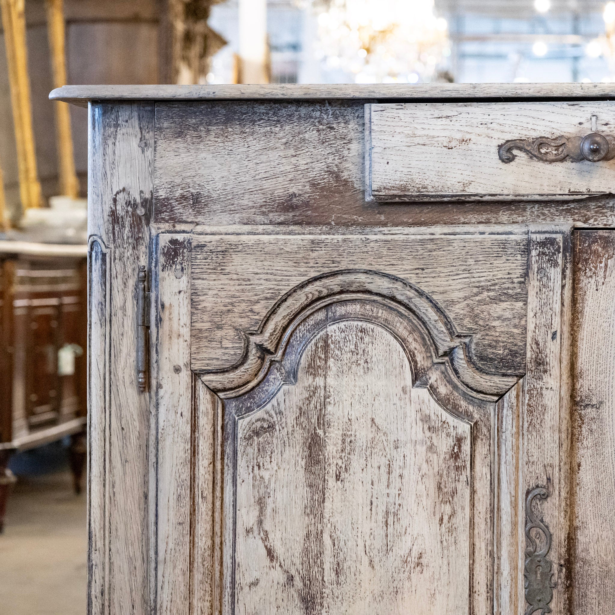 Distressed French Country Cabinet – Arched Panel Doors - Image 4