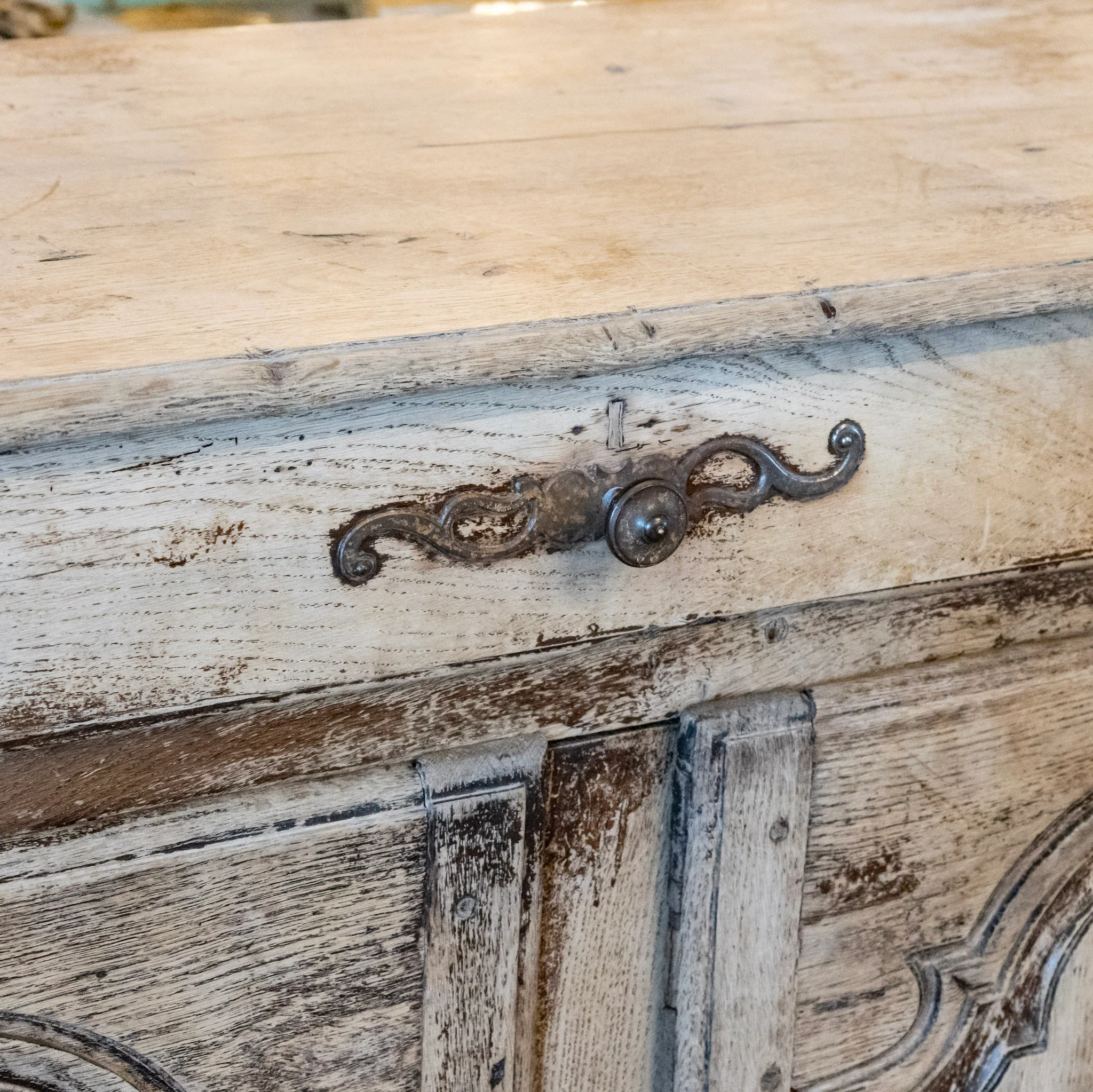 Distressed French Country Cabinet – Arched Panel Doors - Image 6