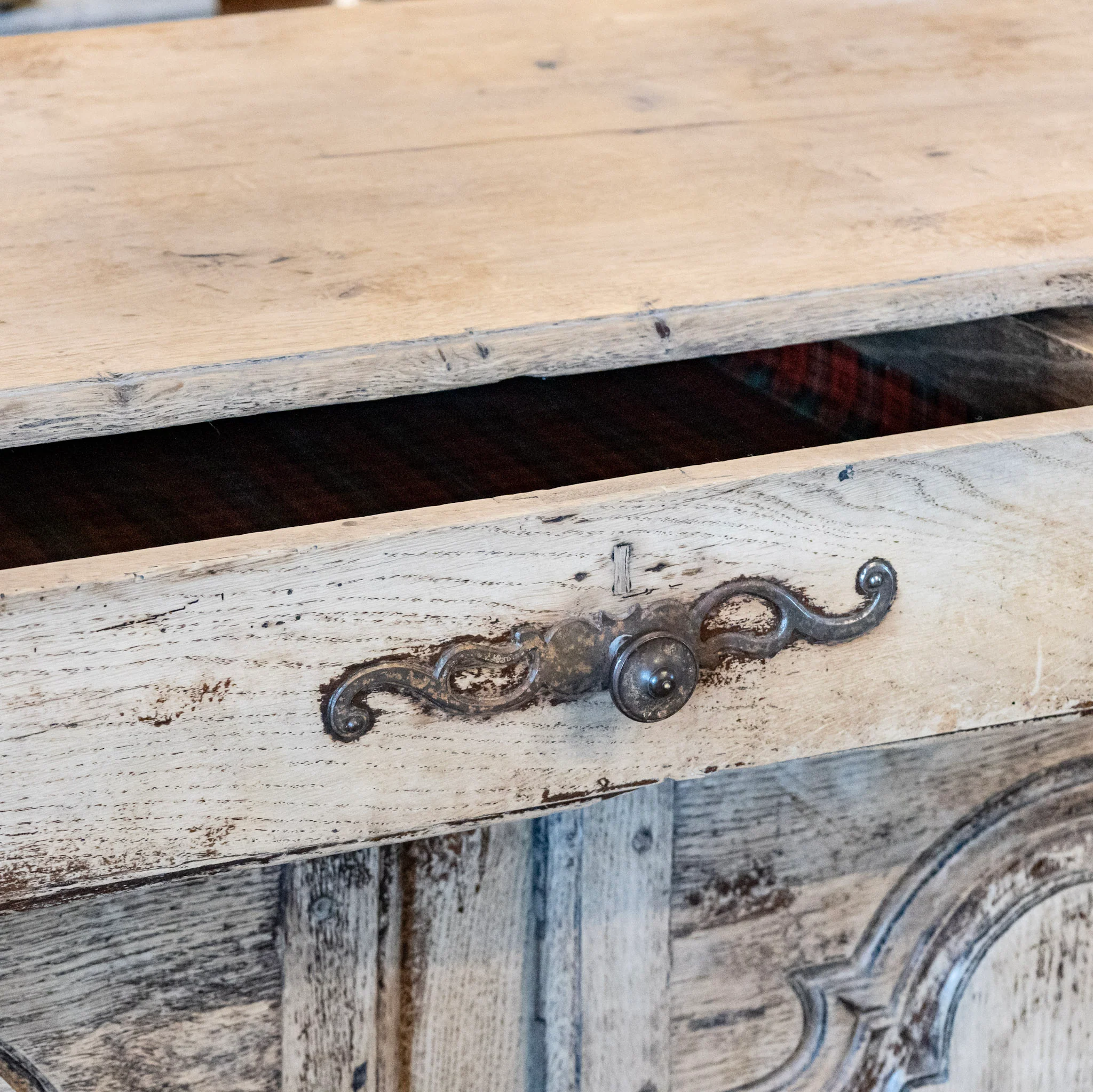 Distressed French Country Cabinet – Arched Panel Doors - Image 7