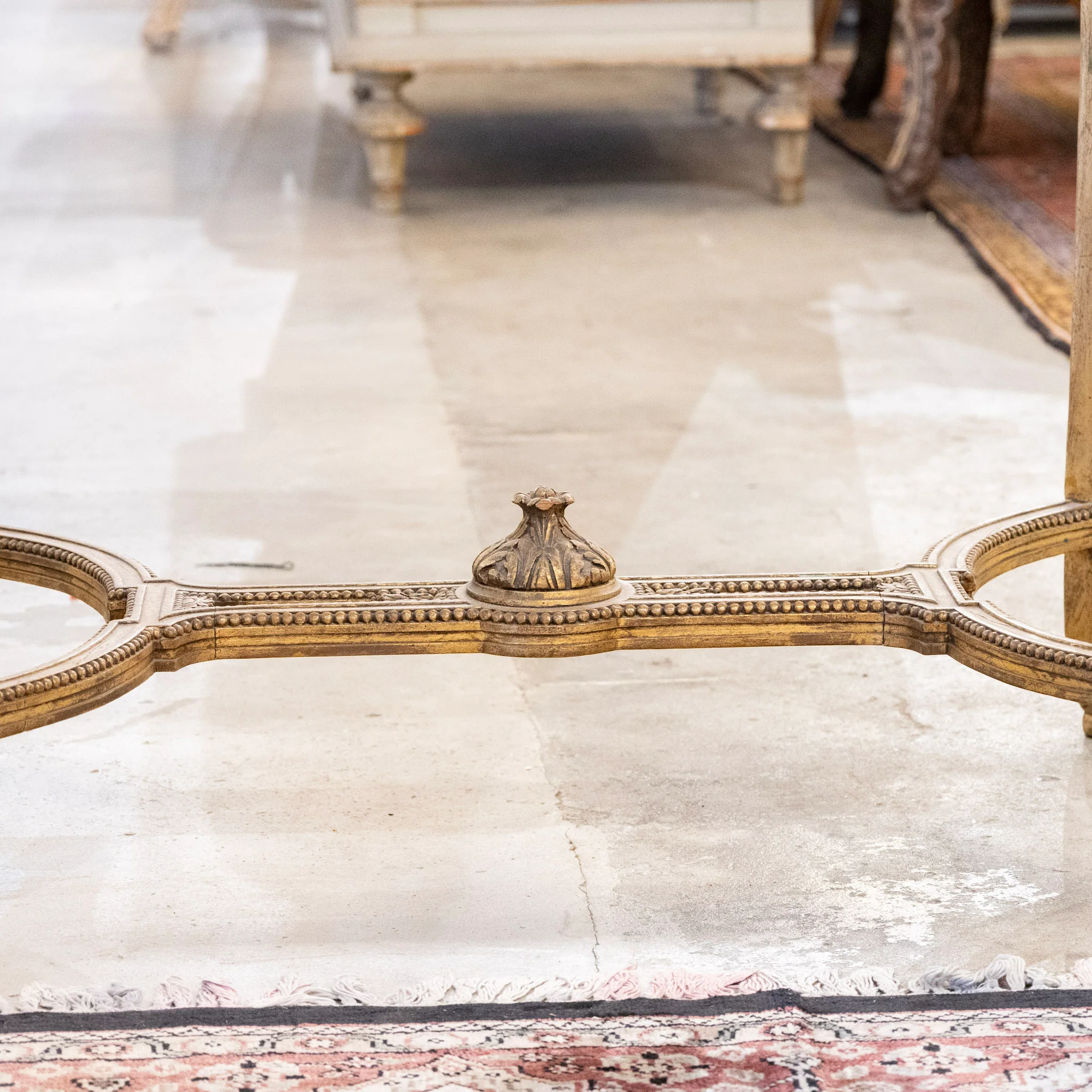 Louis XV Gilded Accent Table – Ornate Carvings & White Marble Top - Image 7