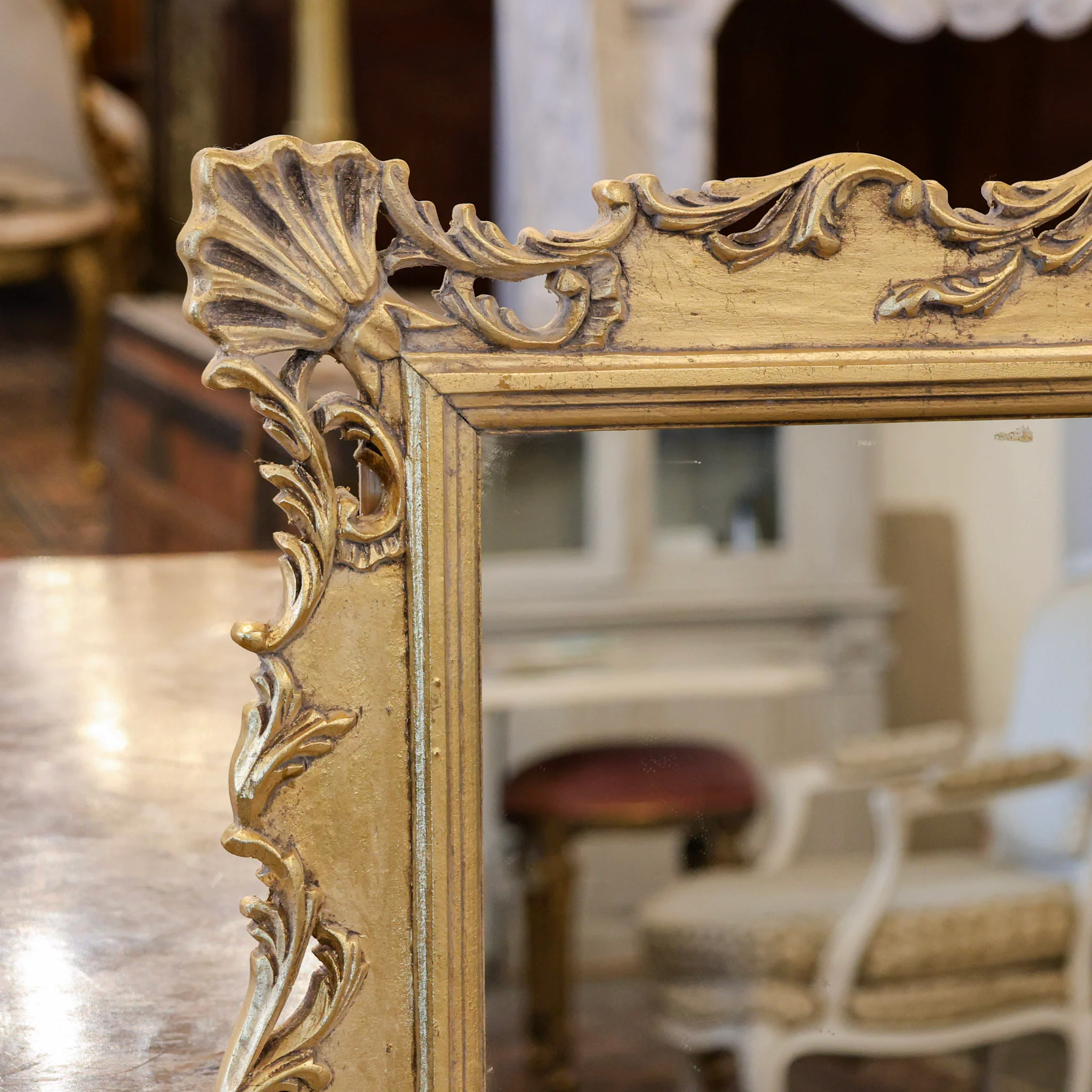 Louis XV Gilded Mirror – Shell Crest with Carved Scrollwork - Image 4