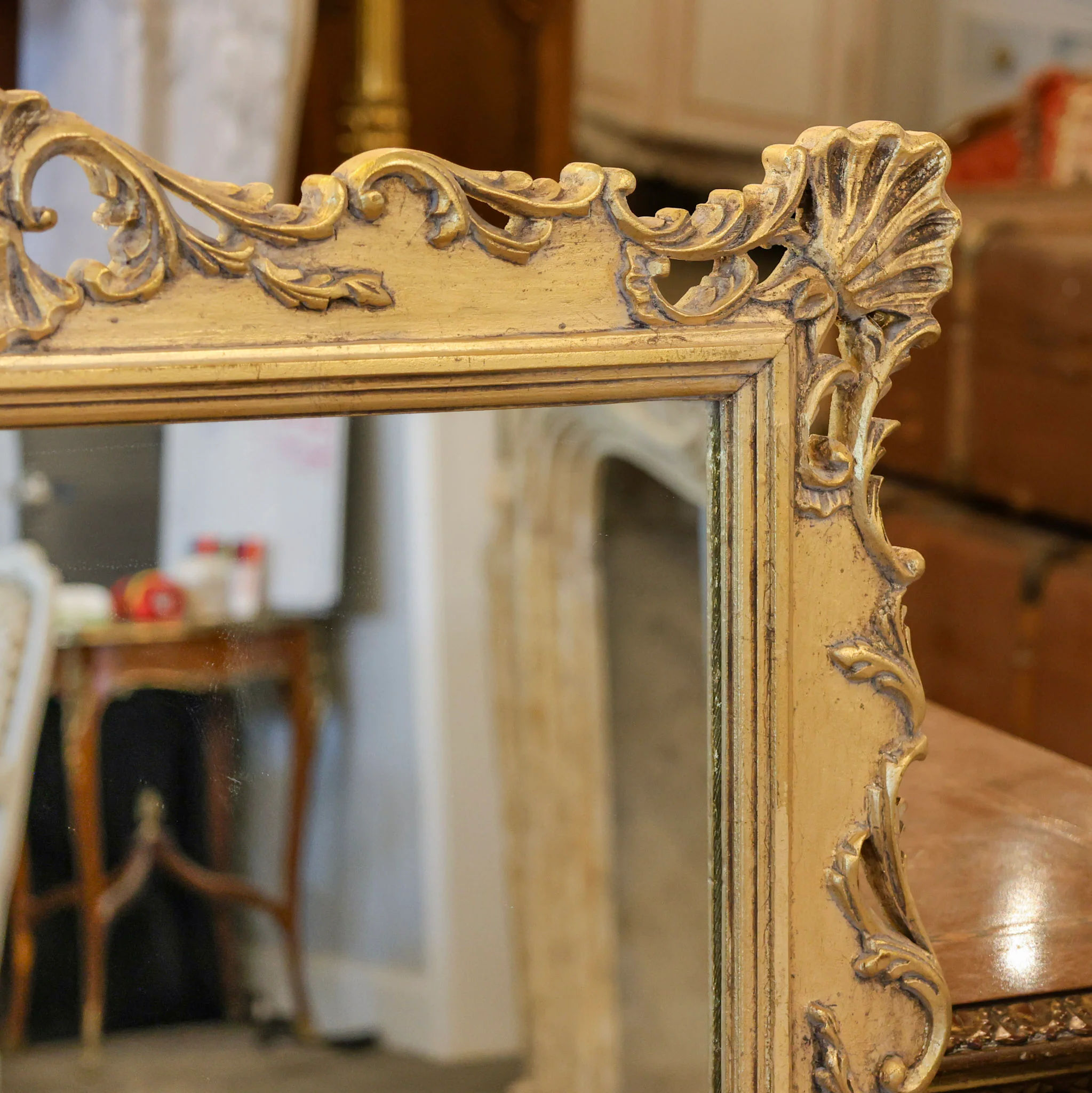 Louis XV Gilded Mirror – Shell Crest with Carved Scrollwork - Image 6