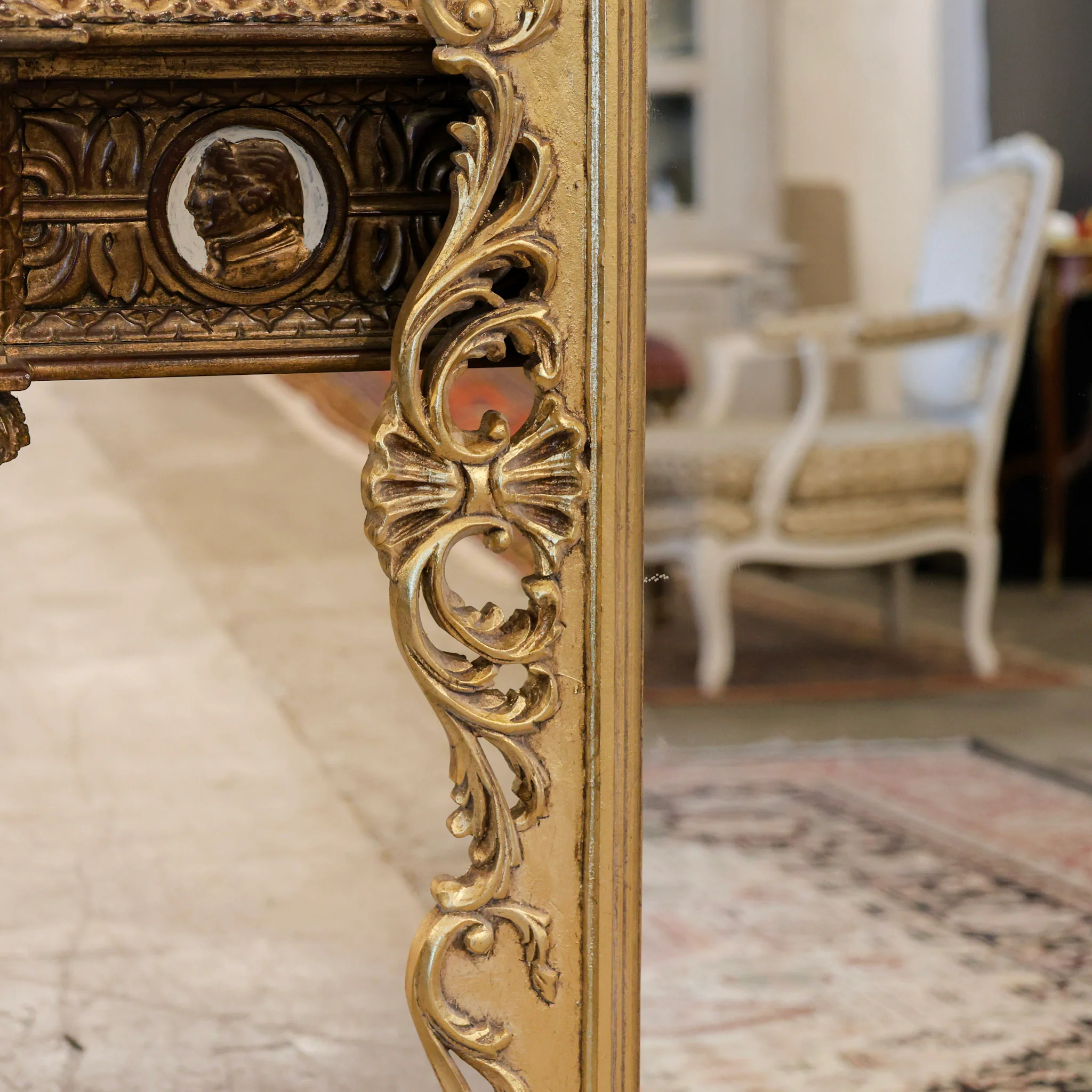 Louis XV Gilded Mirror – Shell Crest with Carved Scrollwork - Image 8