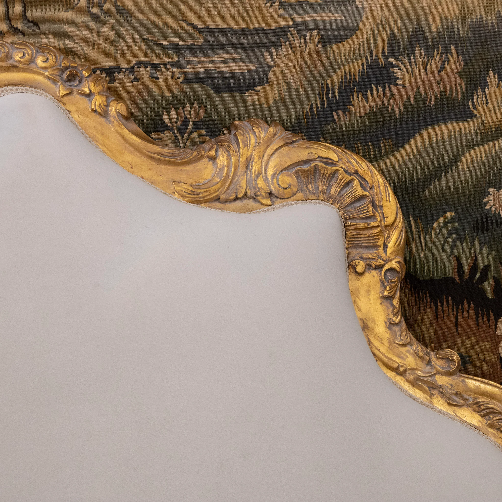 Louis XV Gilded Ornate King Bed Set – Sculpted Trim with Carvings & Soft White Velvet - Image 5