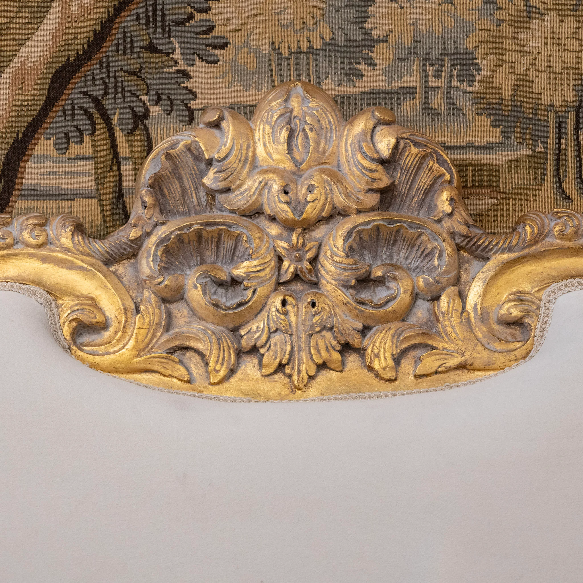 Louis XV Gilded Ornate King Bed Set – Sculpted Trim with Carvings & Soft White Velvet - Image 7