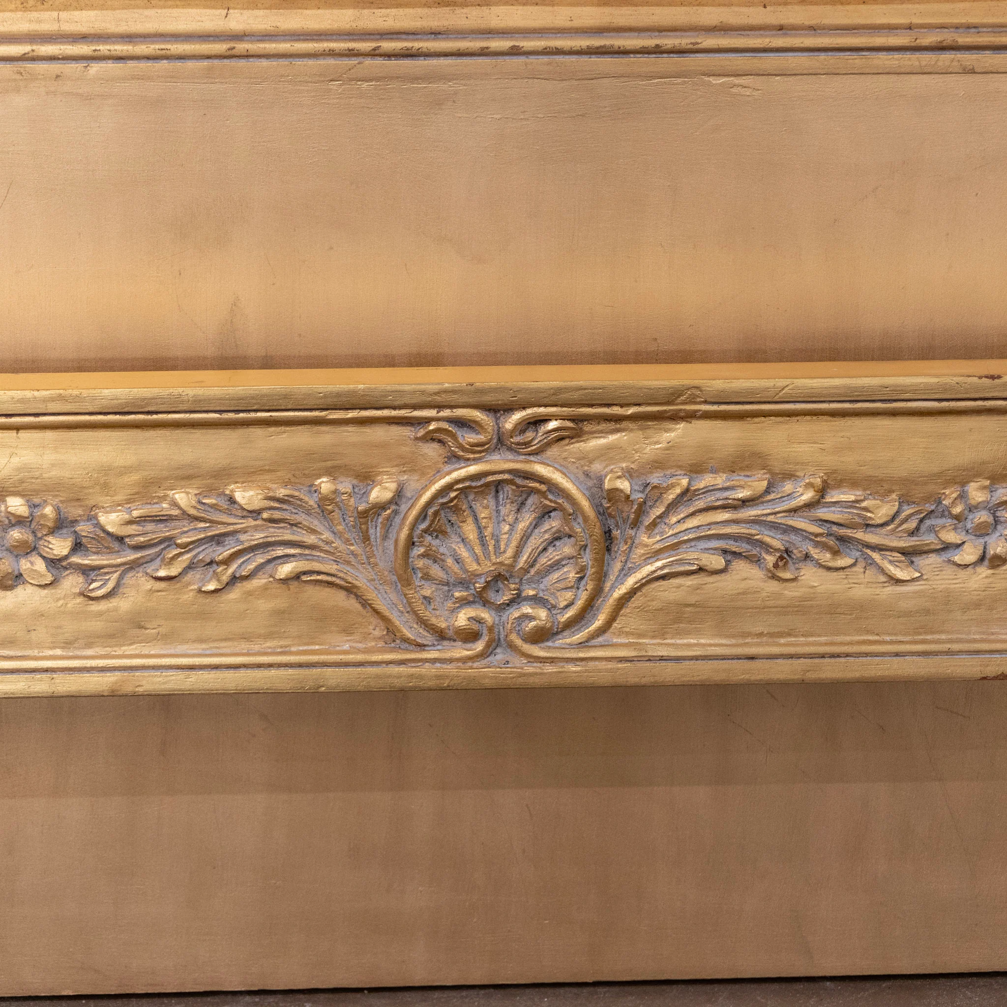 Louis XV Gilded Ornate King Bed Set – Sculpted Trim with Carvings & Soft White Velvet - Image 8