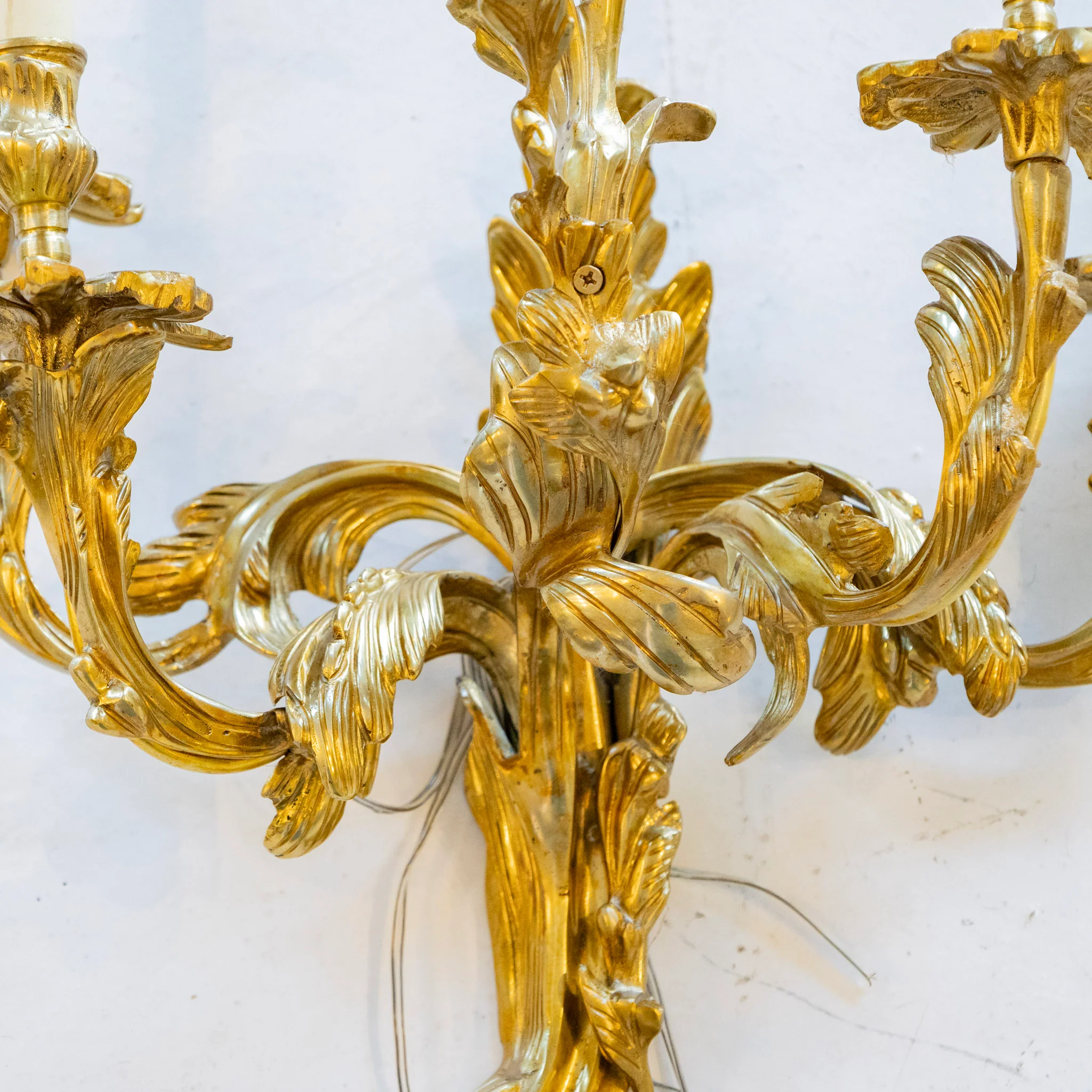 Louis XV Gilded Sconce – Leaf Carved Frame - Image 5