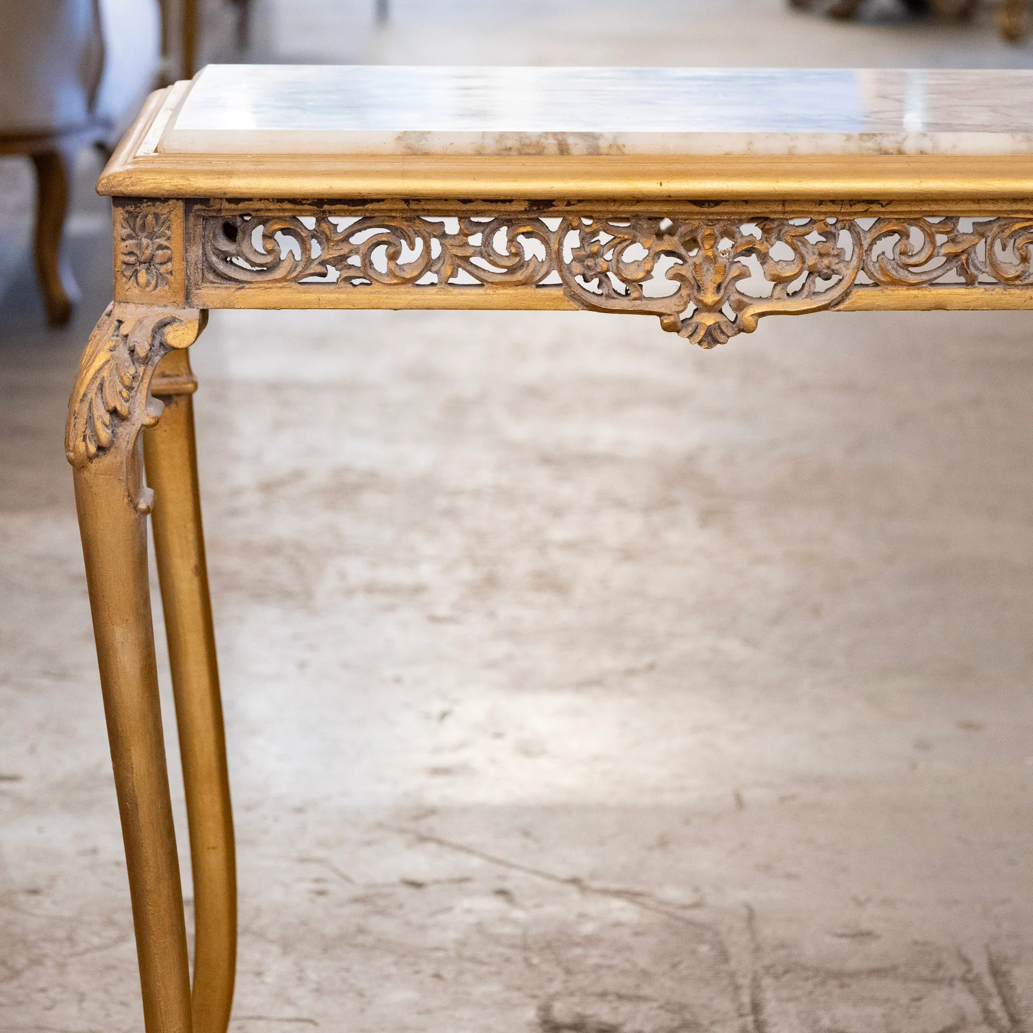 Louis XV Gilded Side Table – White Marble Top - Image 2