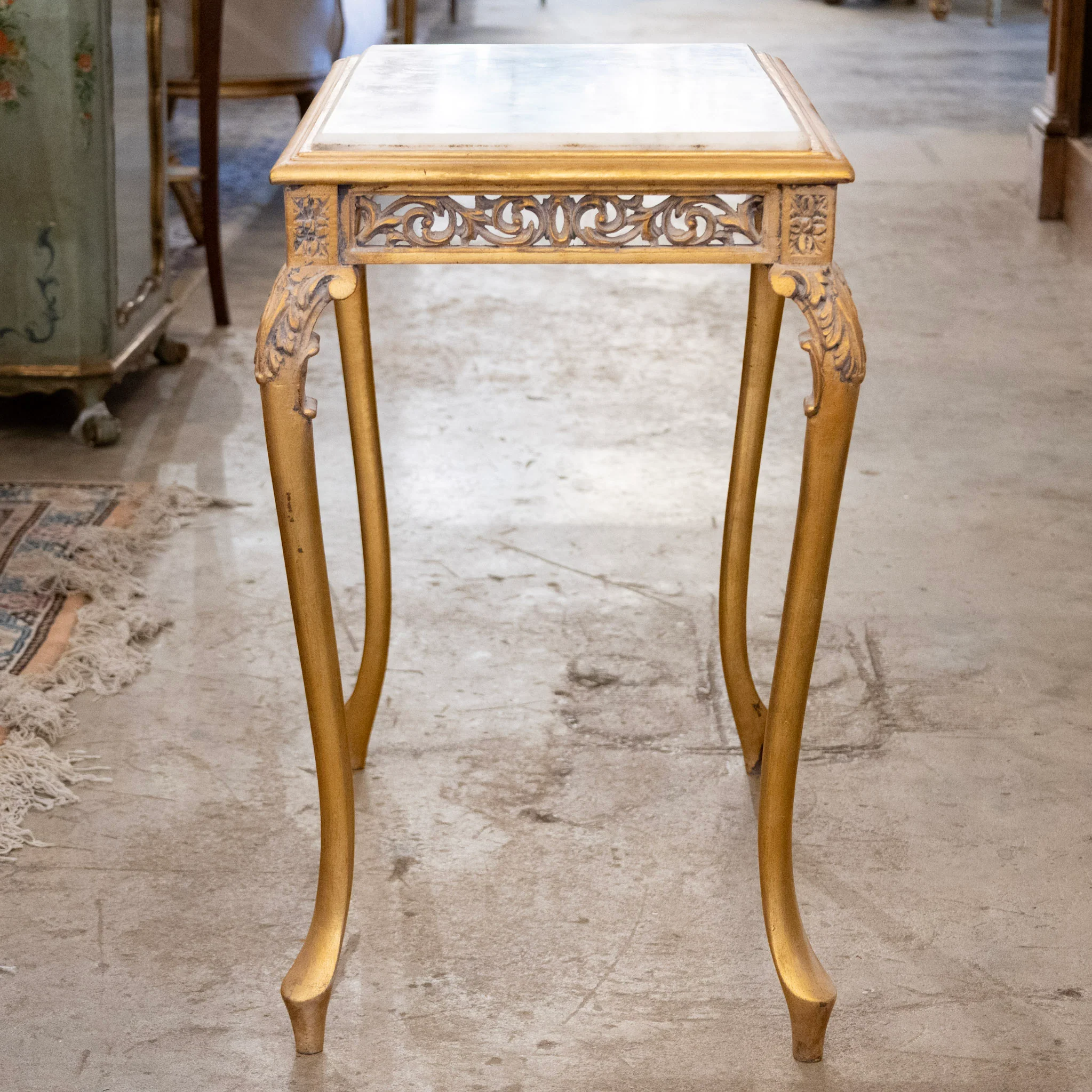 Louis XV Gilded Side Table – White Marble Top - Image 3