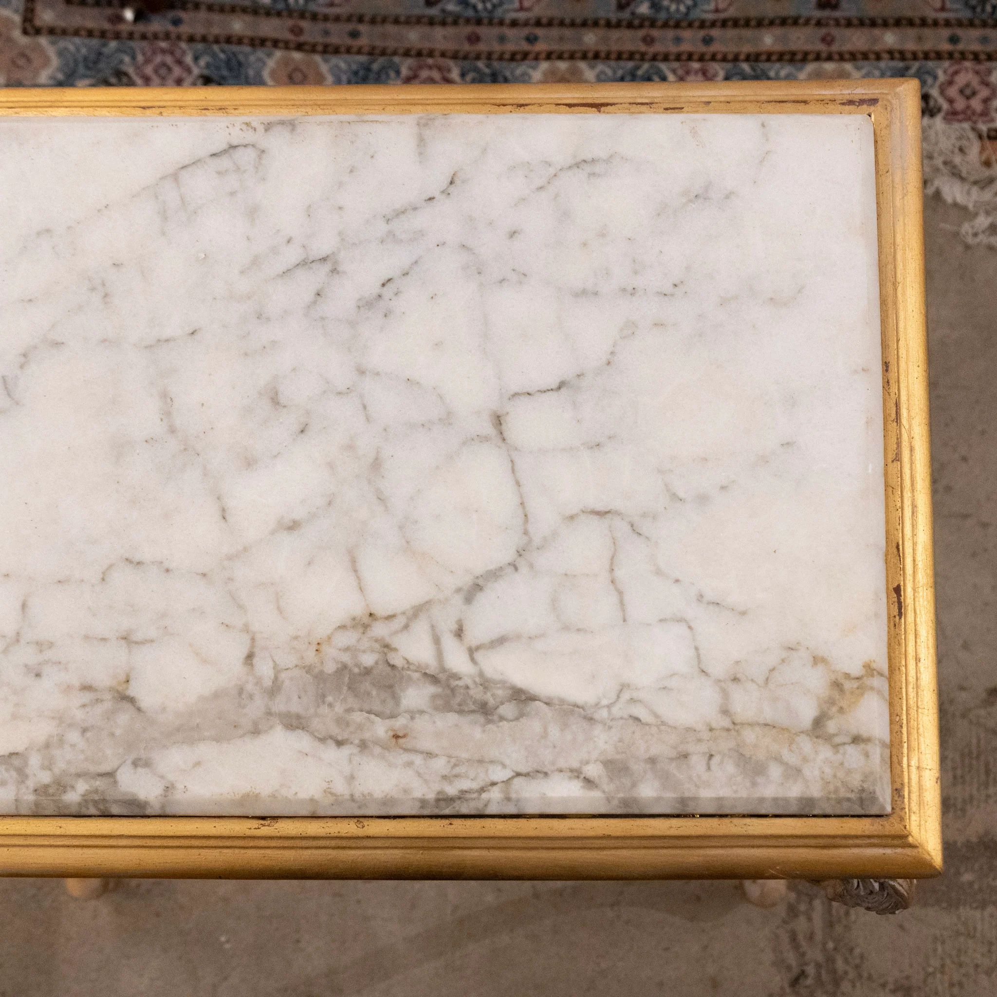 Louis XV Gilded Side Table – White Marble Top - Image 7