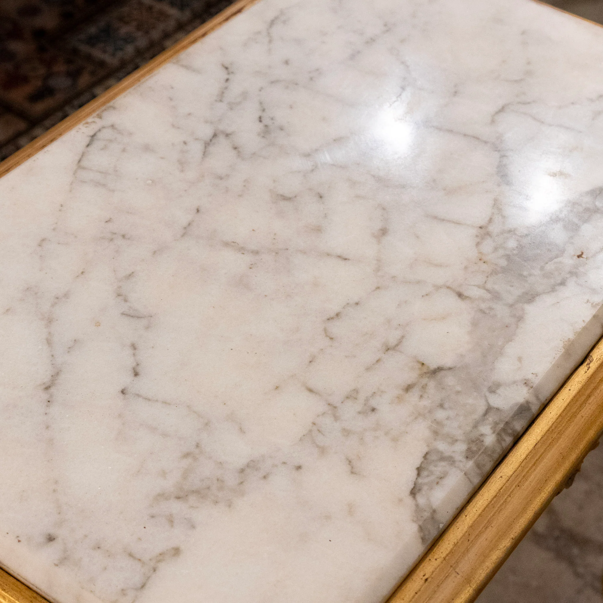 Louis XV Gilded Side Table – White Marble Top - Image 8