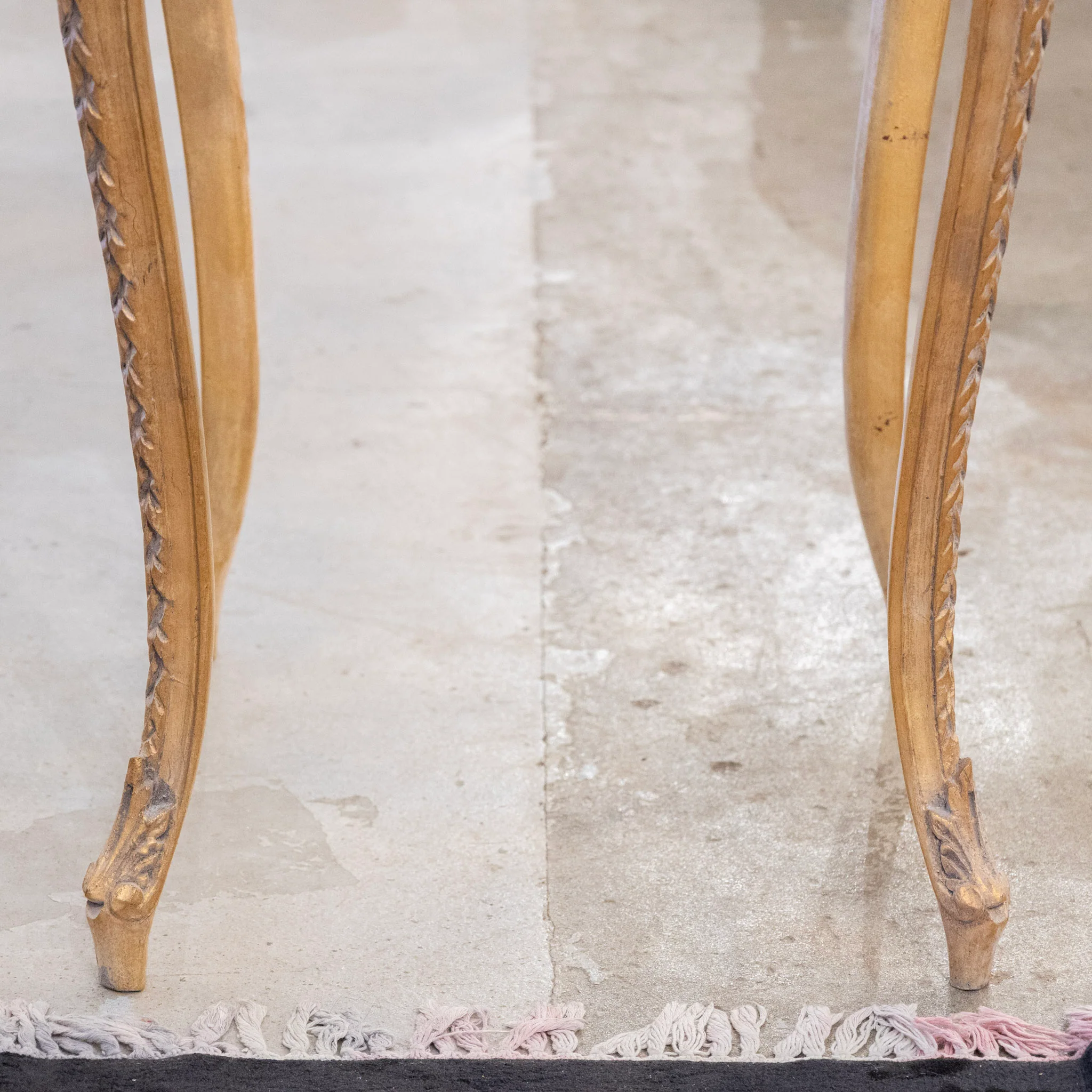 Louis XV Gilded Square Side Table – White Marble Top - Image 5
