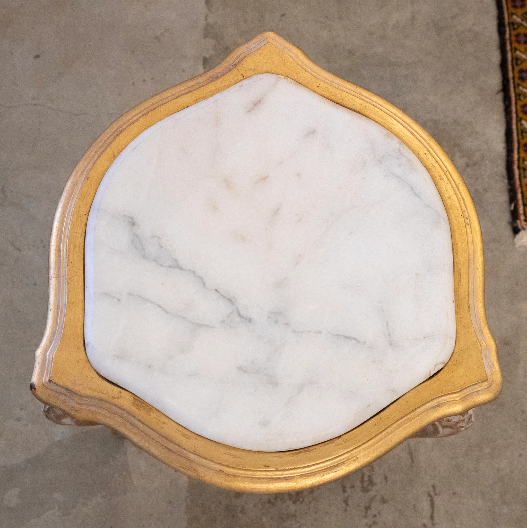 Louis XV Gilded Triangular Side Table – White Marble Top - Image 6