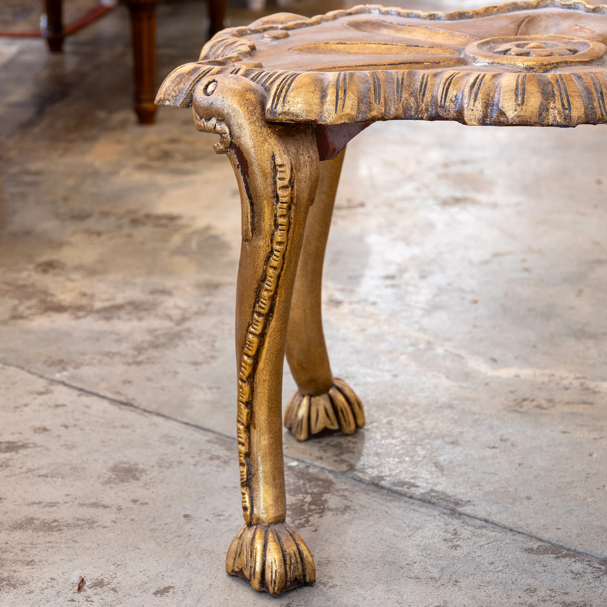 Louis XV Gold Stool –  Ornate Carvings - Image 4