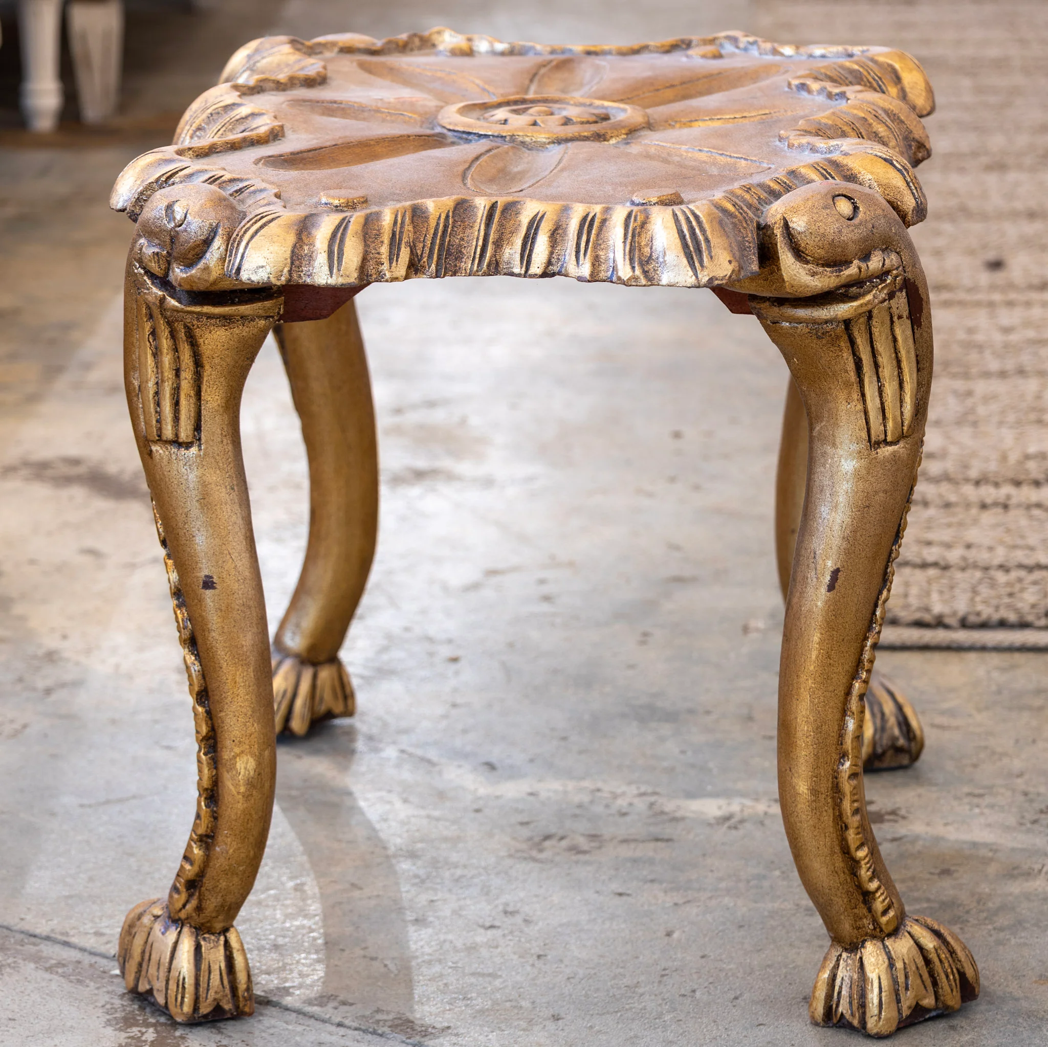Louis XV Gold Stool –  Ornate Carvings - Image 5