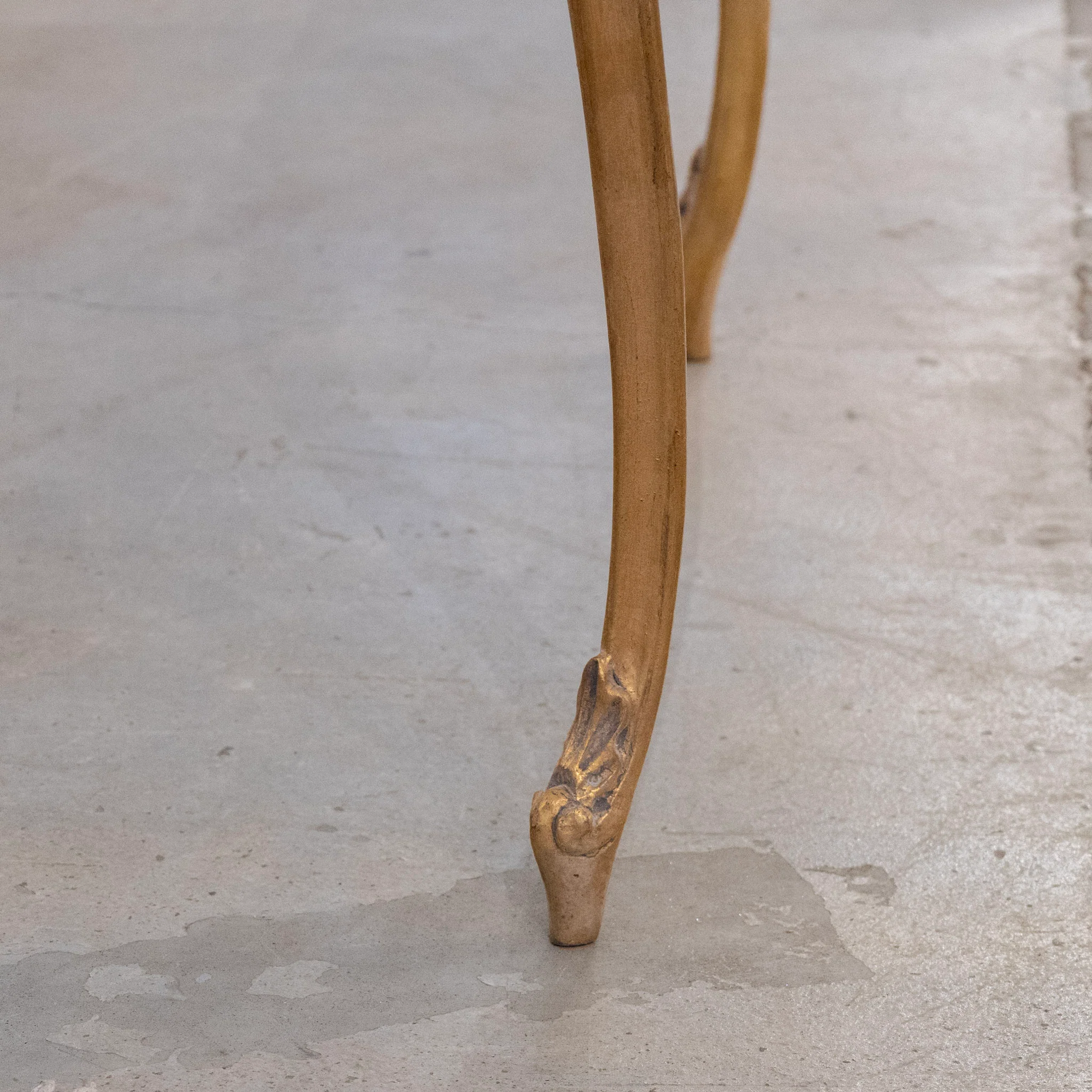 Louis XV Long Gilded Side Table – White Marble Top - Image 6