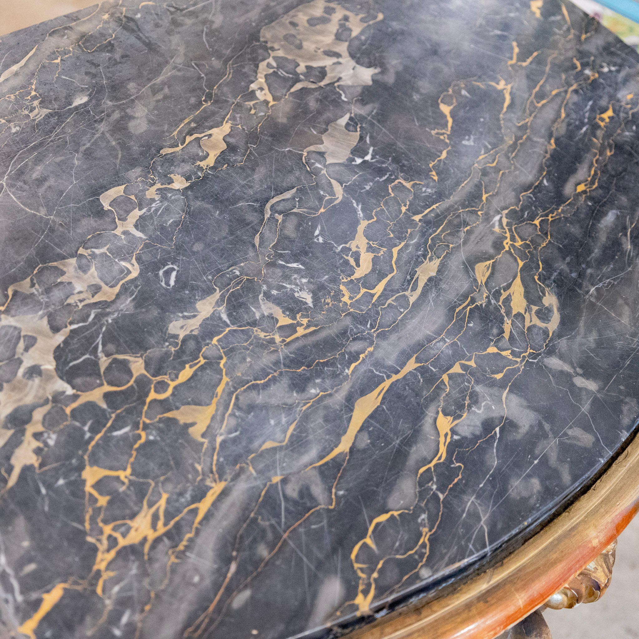 Louis XV Ornate Gilded Console Table – Black Marble Top - Image 7