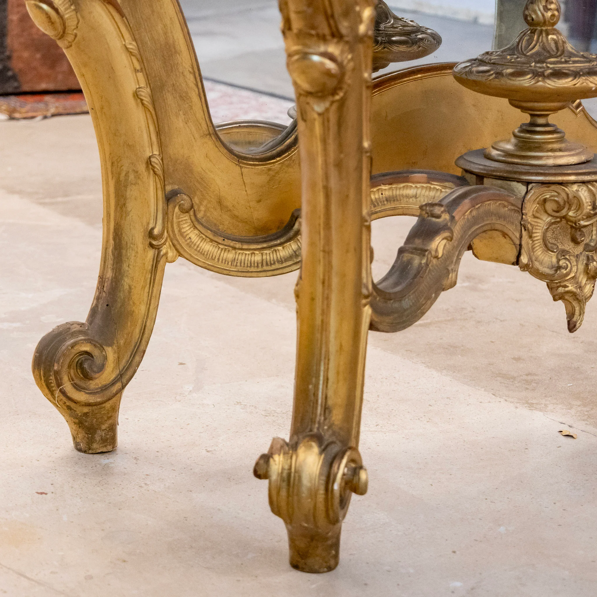 Louis XV Ornate Gilded Console Table – Black Marble Top - Image 8