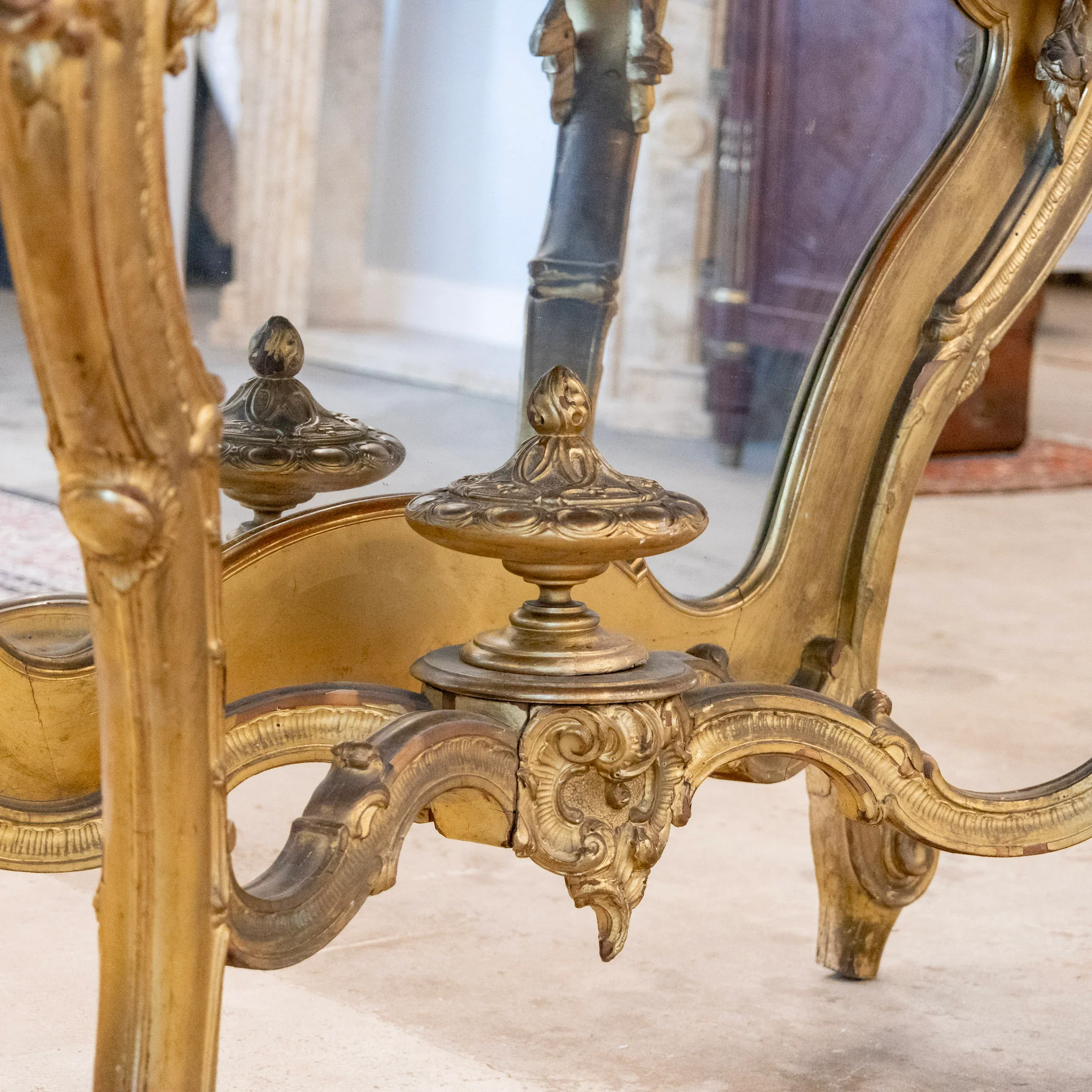 Louis XV Ornate Gilded Console Table – Black Marble Top - Image 9