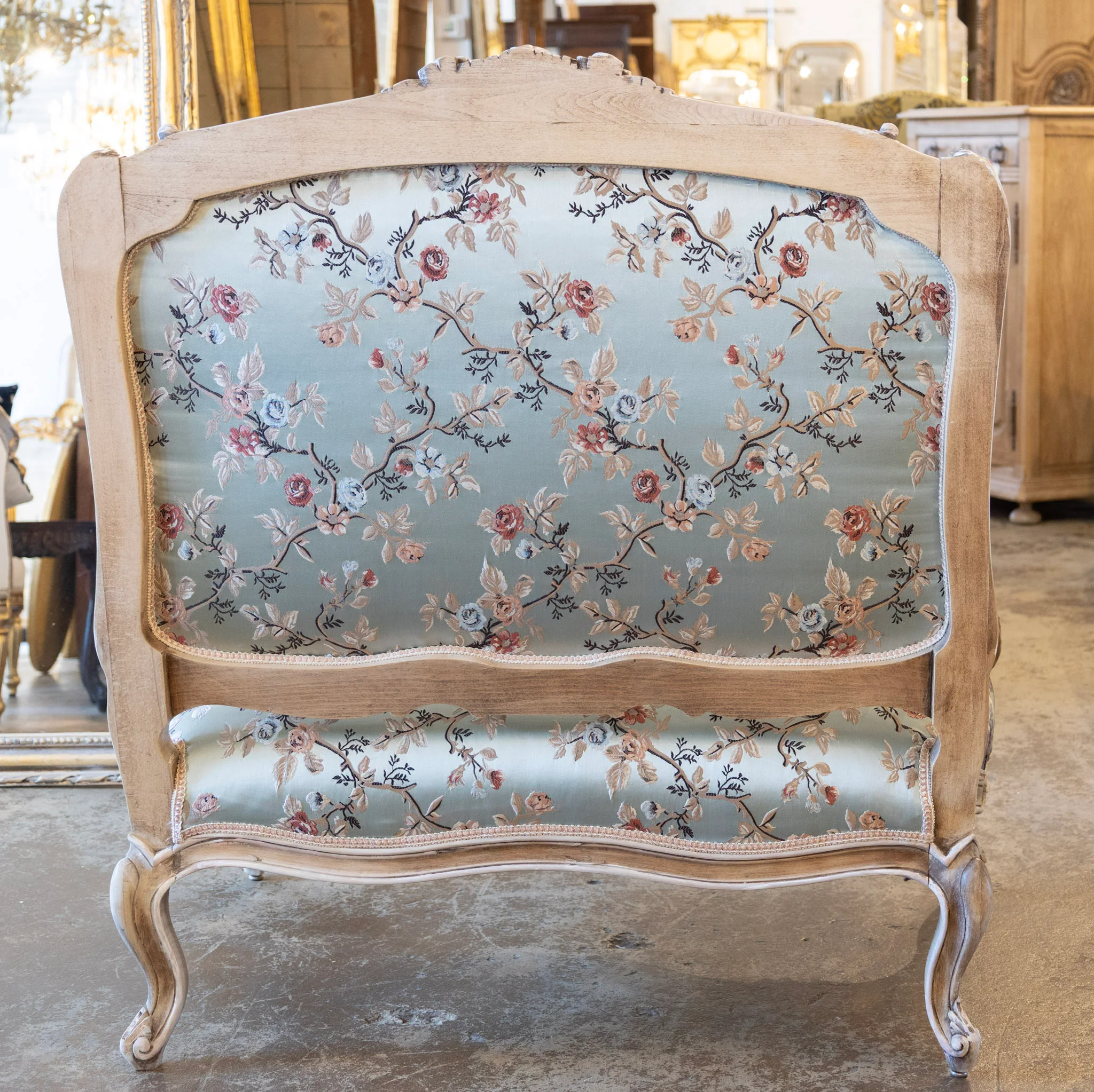 Louis XV Painted Settee – Floral Scalamandré Upholstery & Carved Trim - Image 10
