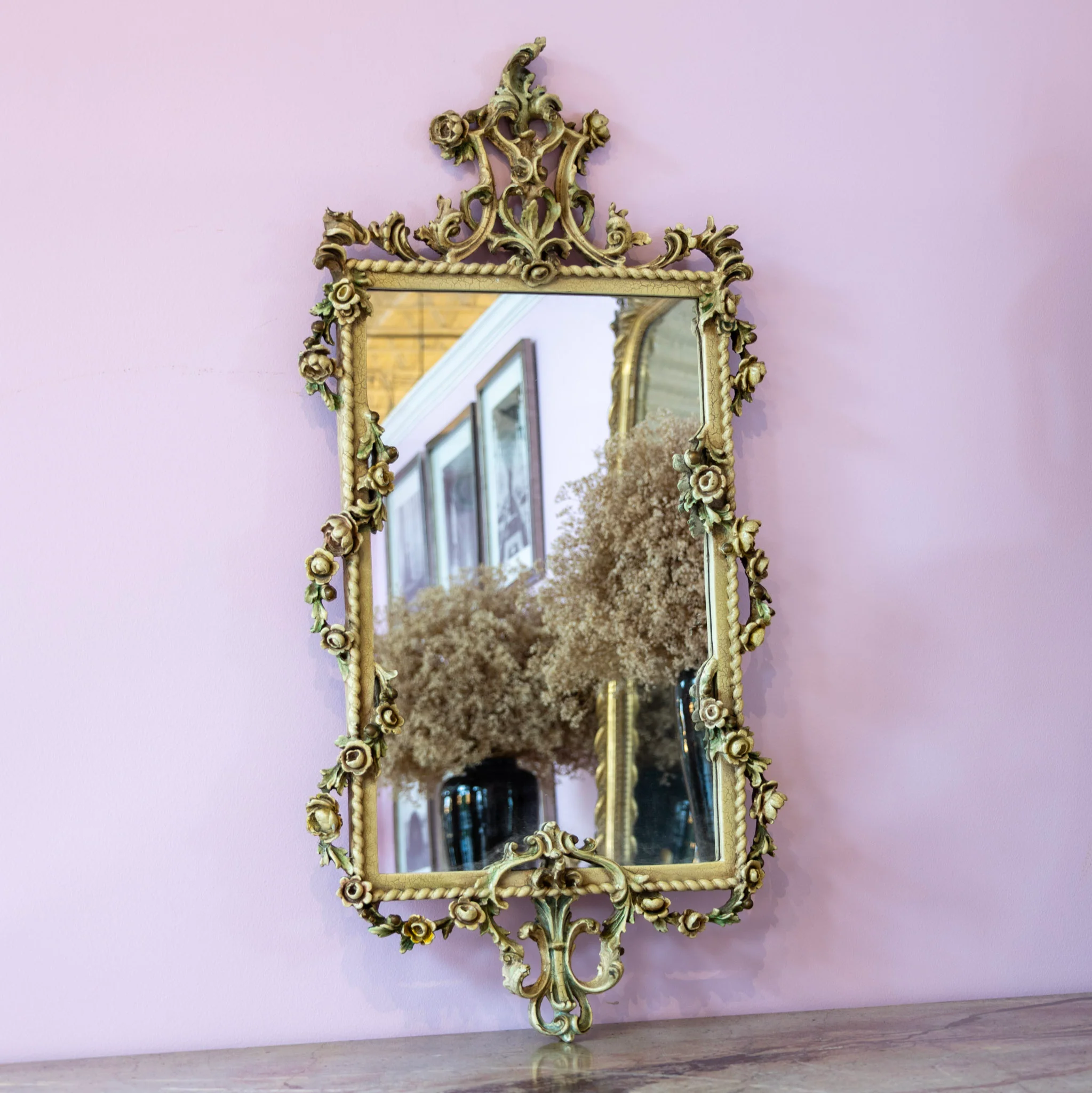 Louis XV Rococo Mirror – Carved Roses