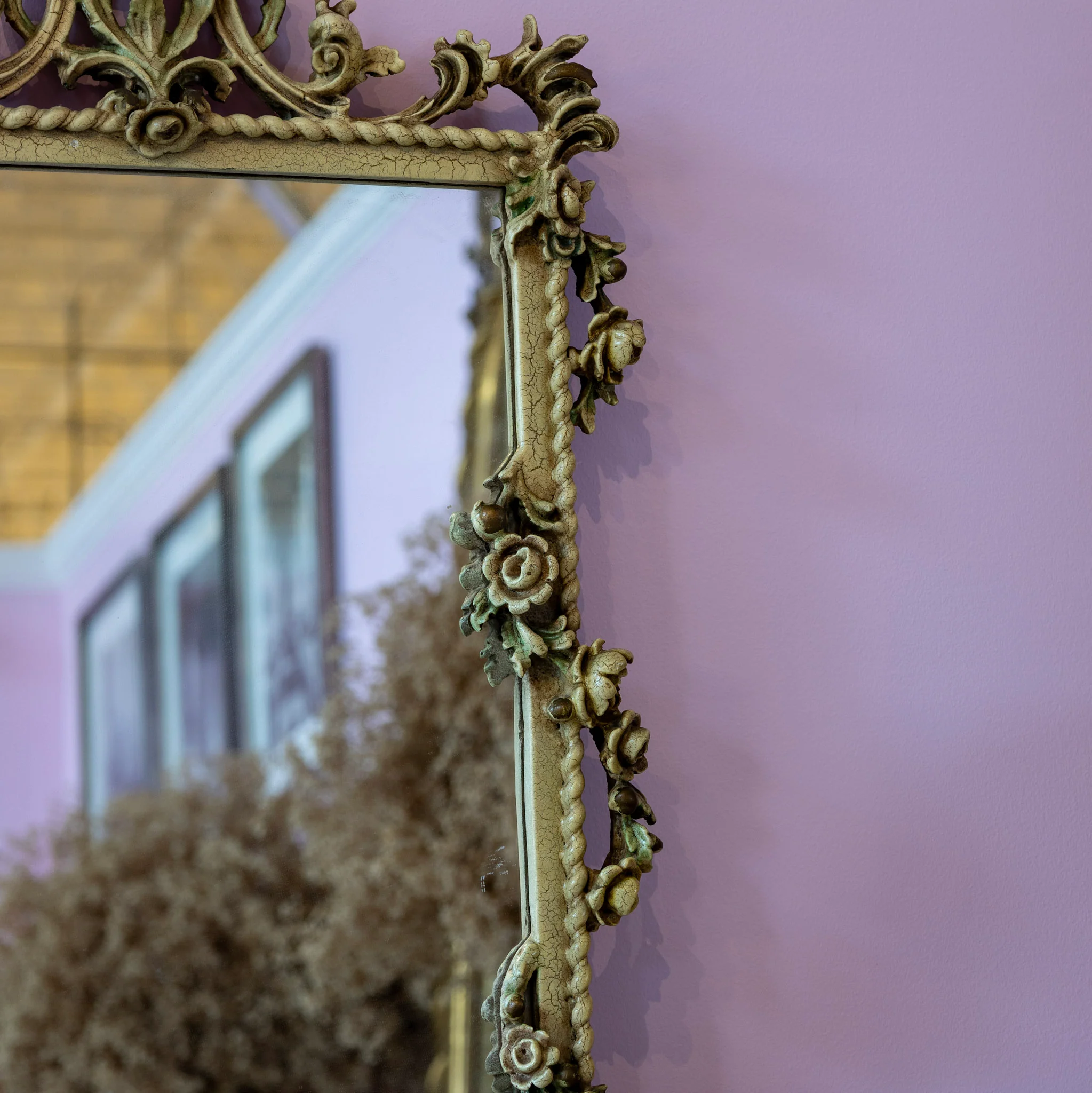 Louis XV Rococo Mirror – Carved Roses - Image 4