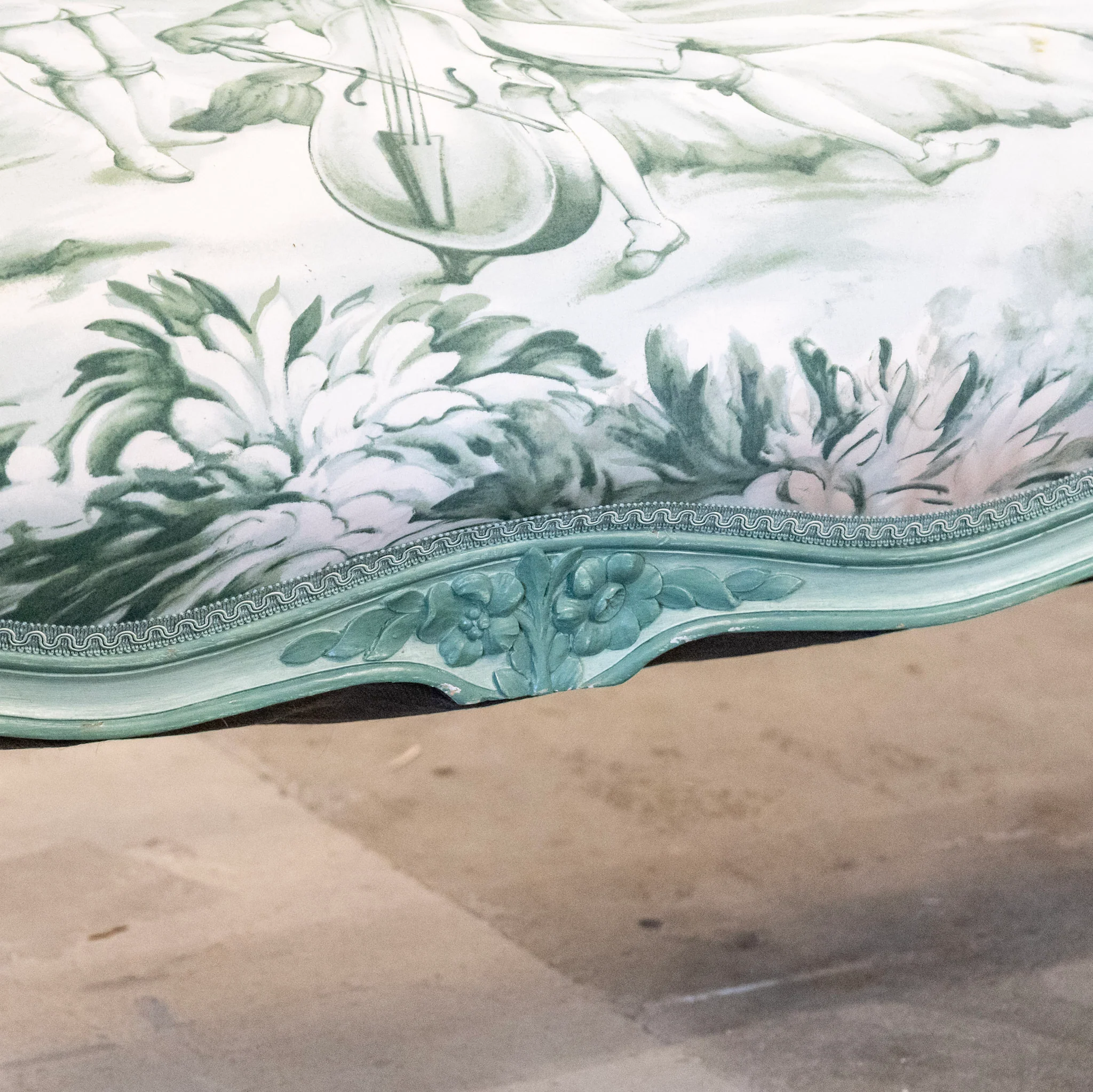 Louis XV Settee with Green & White Patterned Upholstery - Image 14