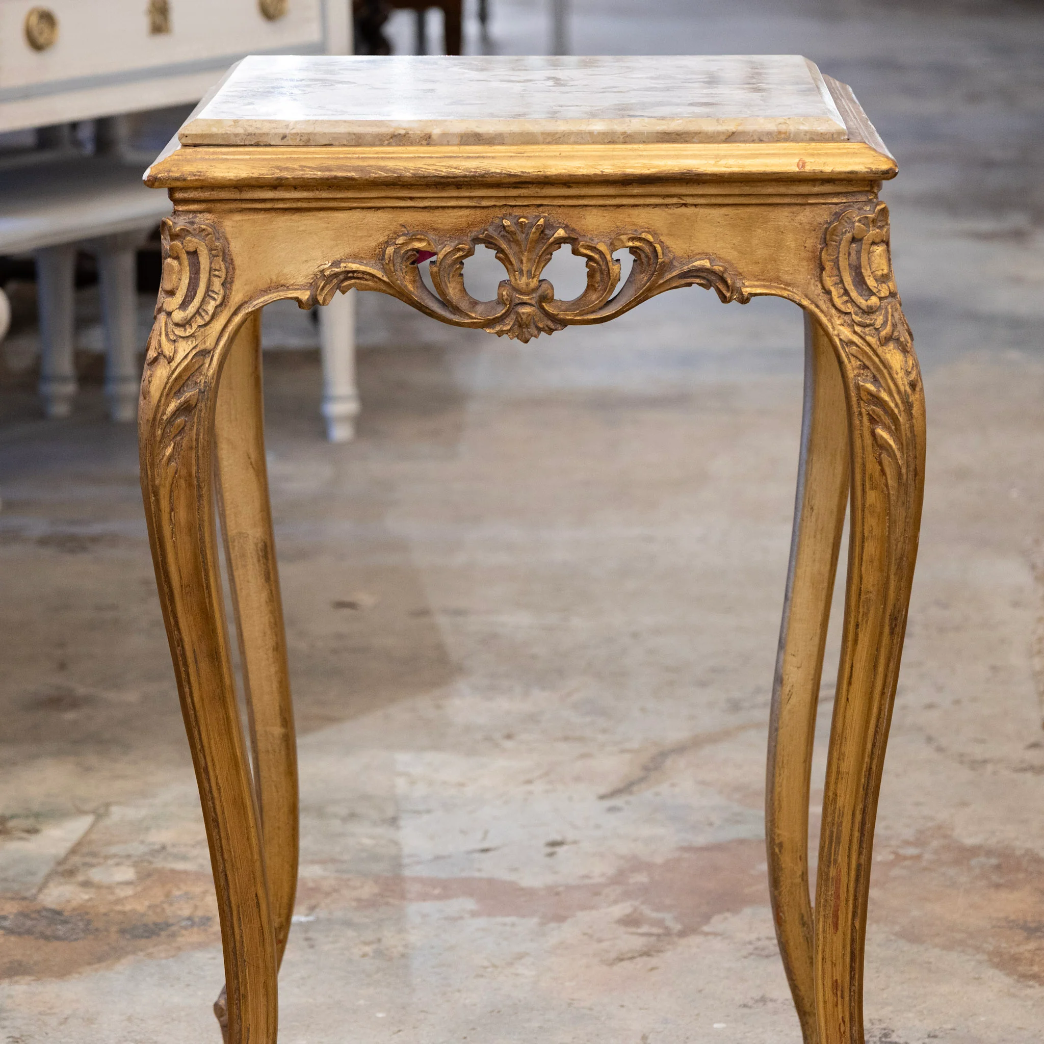 Louis XV Side Table – Gilded Carvings & Breccia Marble Top - Image 3