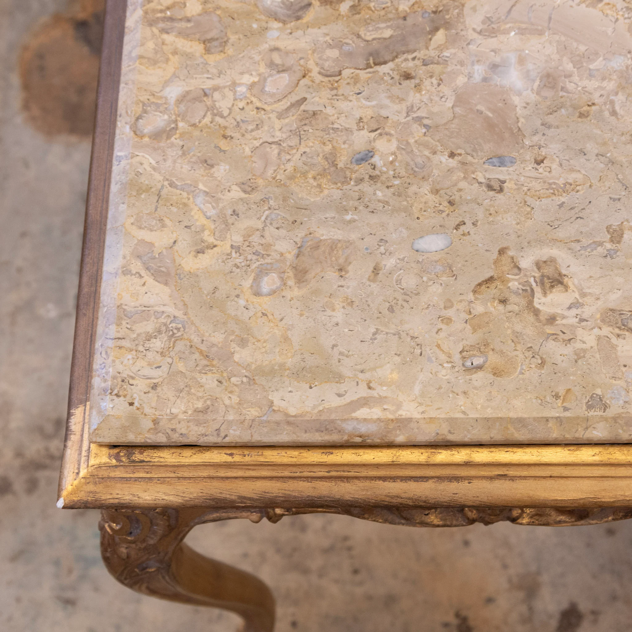 Louis XV Side Table – Gilded Carvings & Breccia Marble Top - Image 6