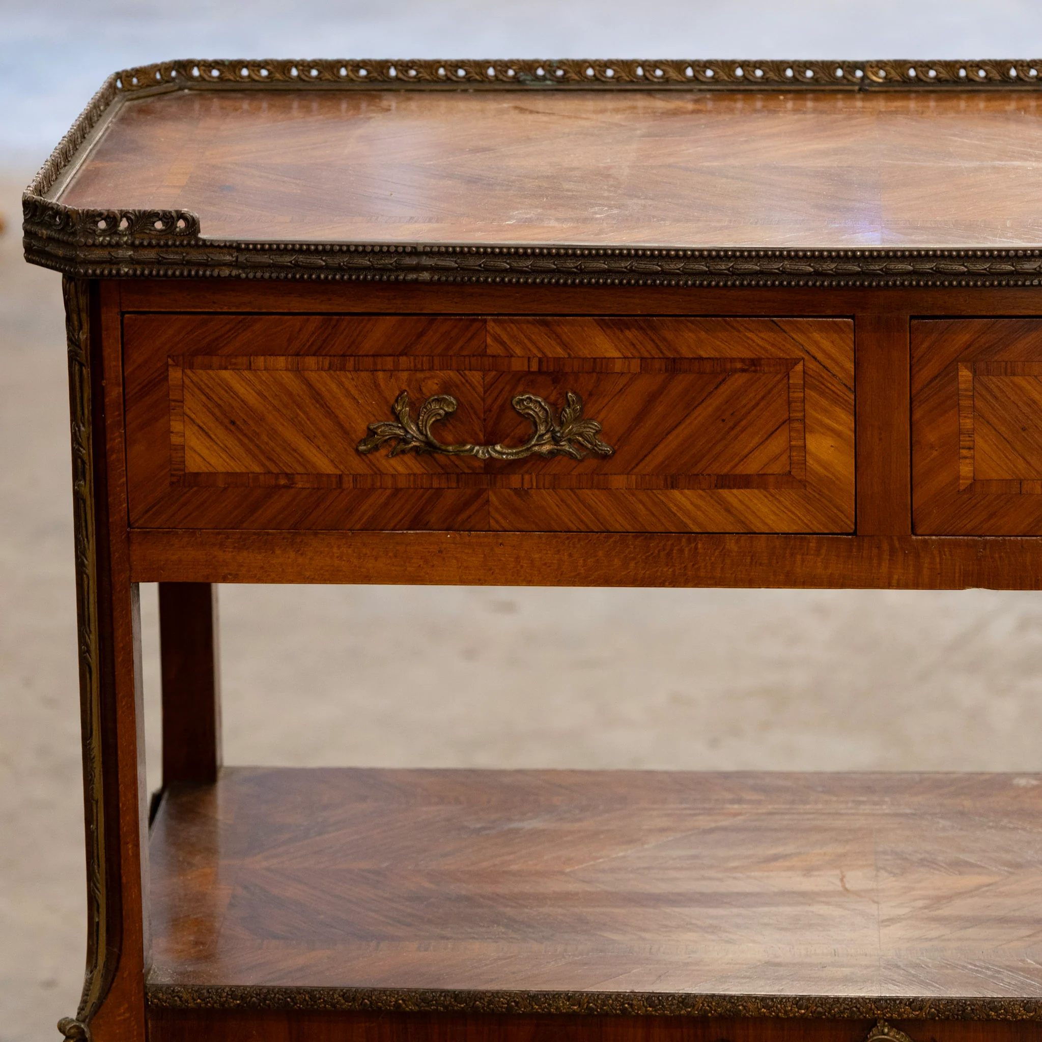 Louis XV Side Table –  Marquetry & Bronze Ormolu - Image 2