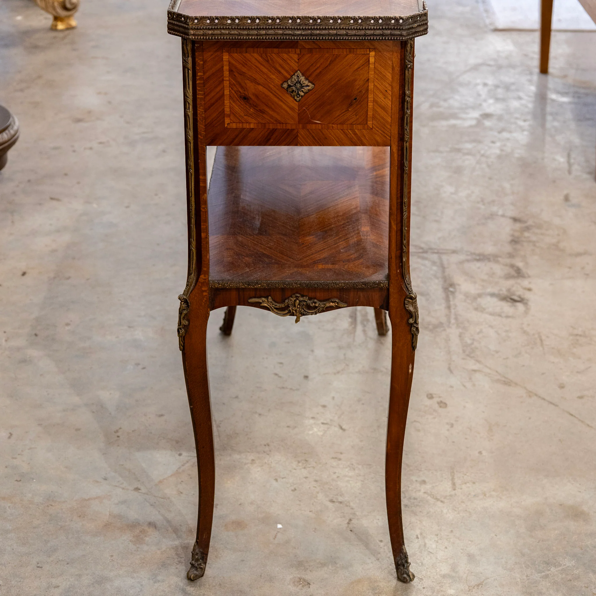 Louis XV Side Table –  Marquetry & Bronze Ormolu - Image 5