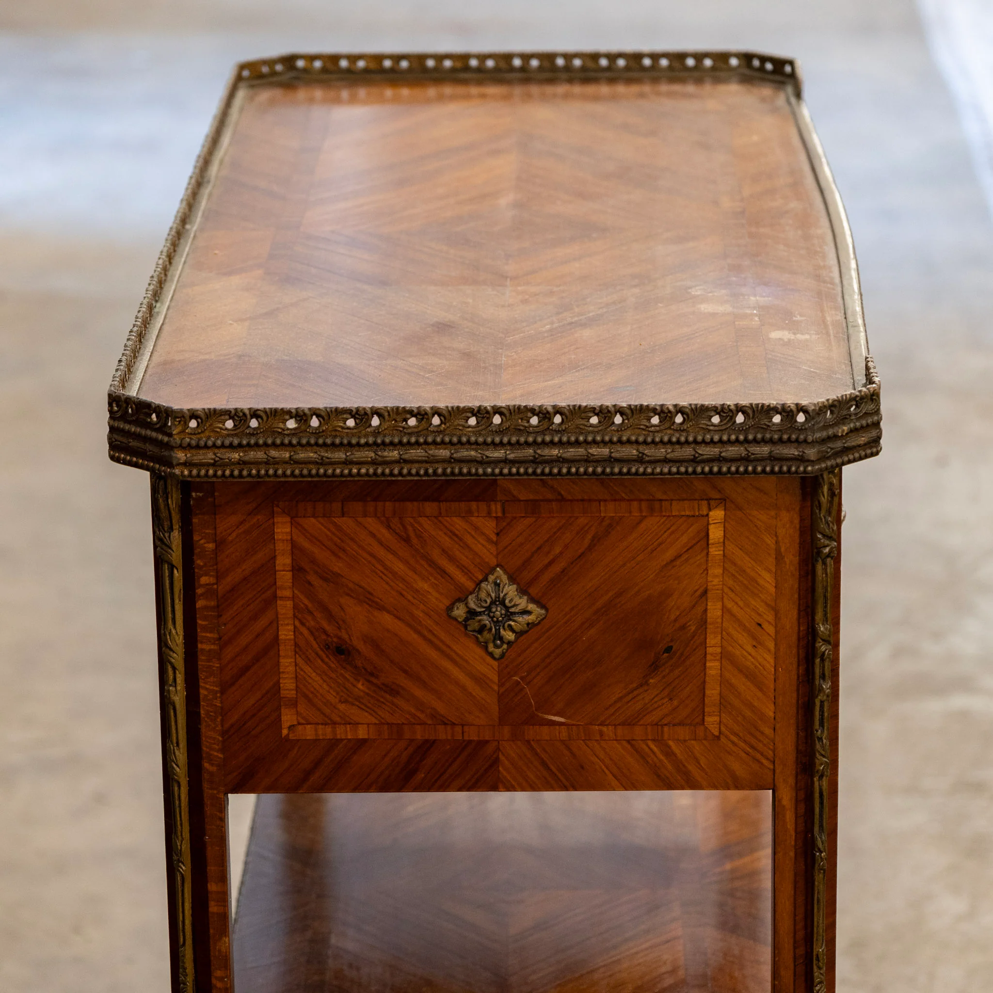Louis XV Side Table –  Marquetry & Bronze Ormolu - Image 6
