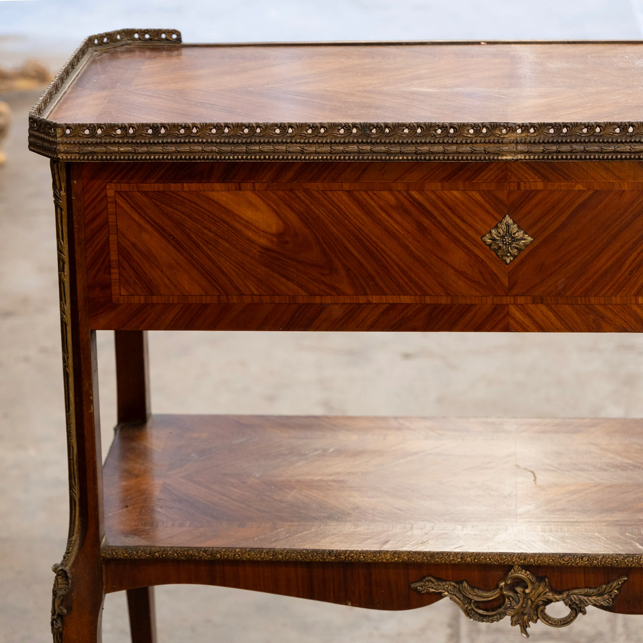 Louis XV Side Table –  Marquetry & Bronze Ormolu - Image 7