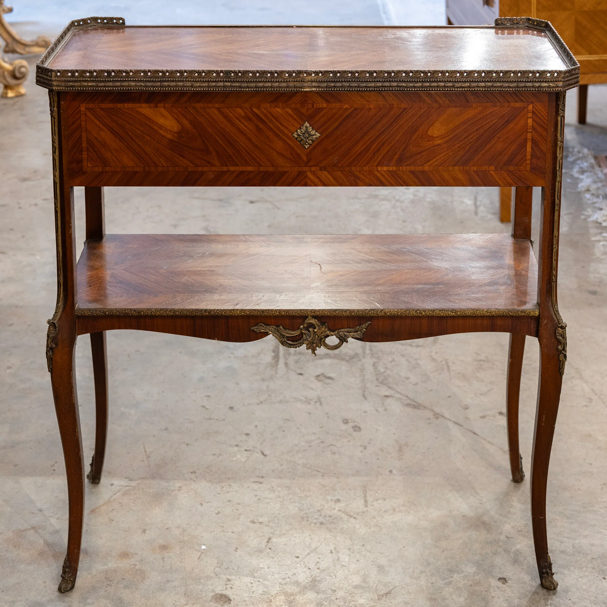 Louis XV Side Table –  Marquetry & Bronze Ormolu - Image 8