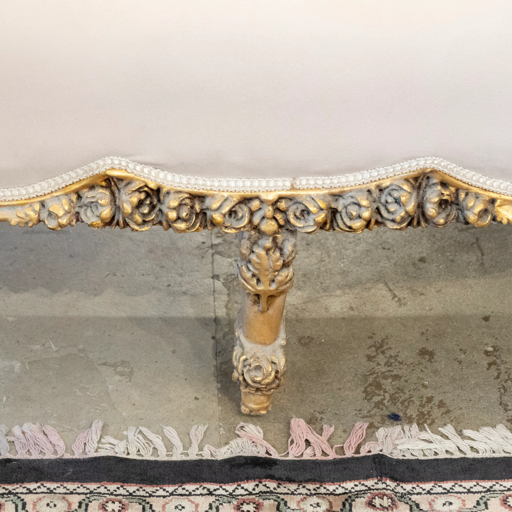 Louis XV Sofa – Gilded Carved Floral Frame & Cream Velvet Upholstery - Image 12