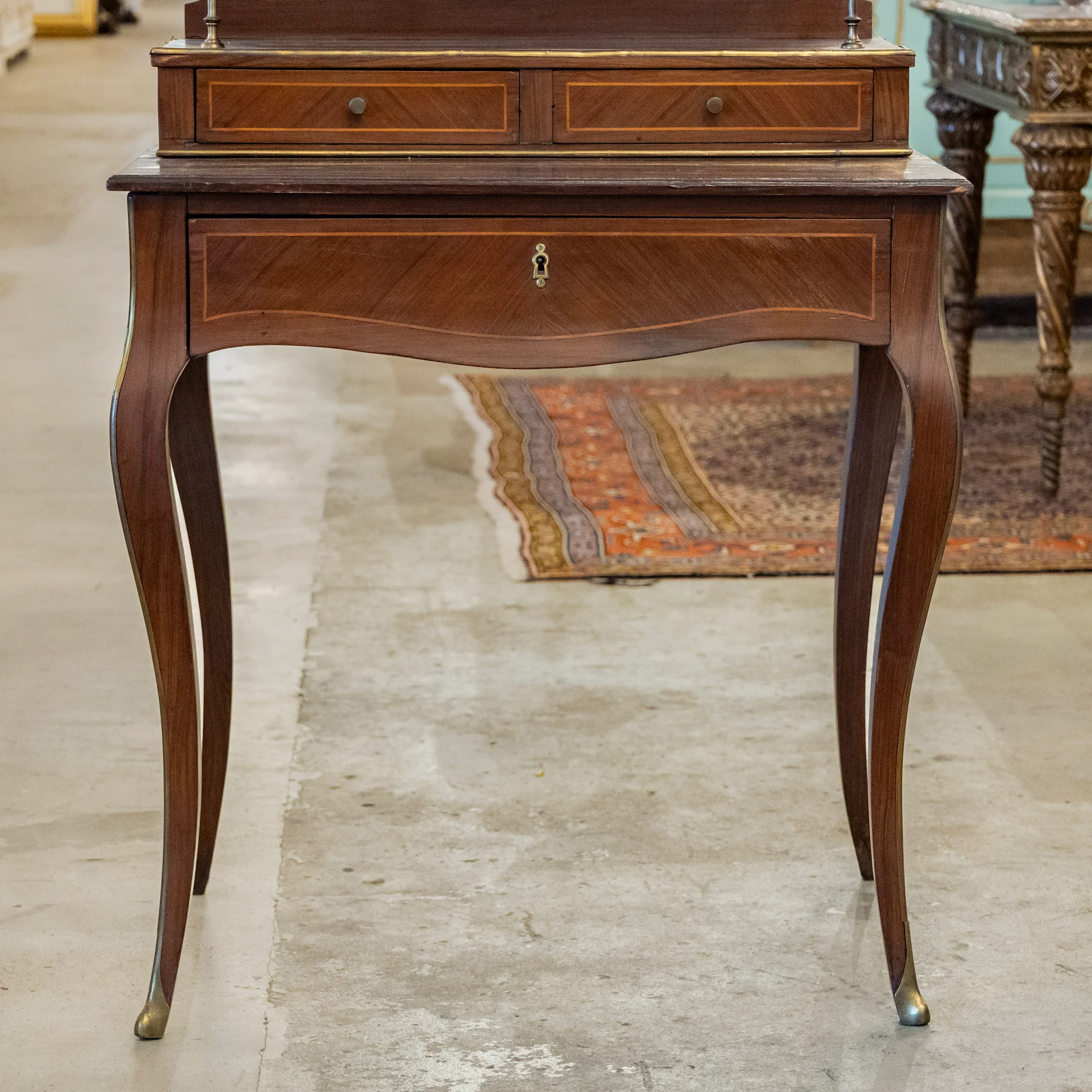 Louis XV Vanity Desk – Brass Trim & Original Writing Tray - Image 4