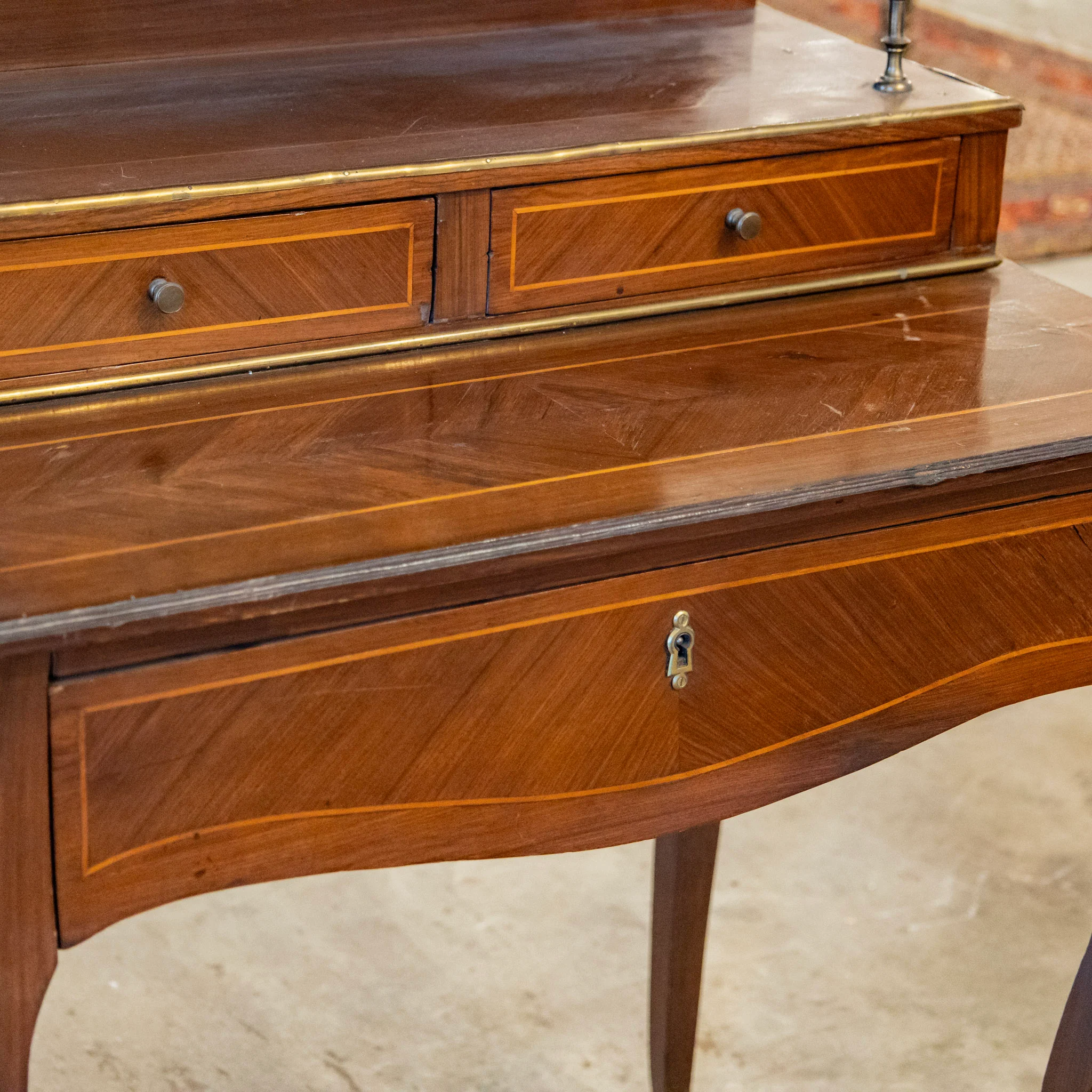 Louis XV Vanity Desk – Brass Trim & Original Writing Tray - Image 5
