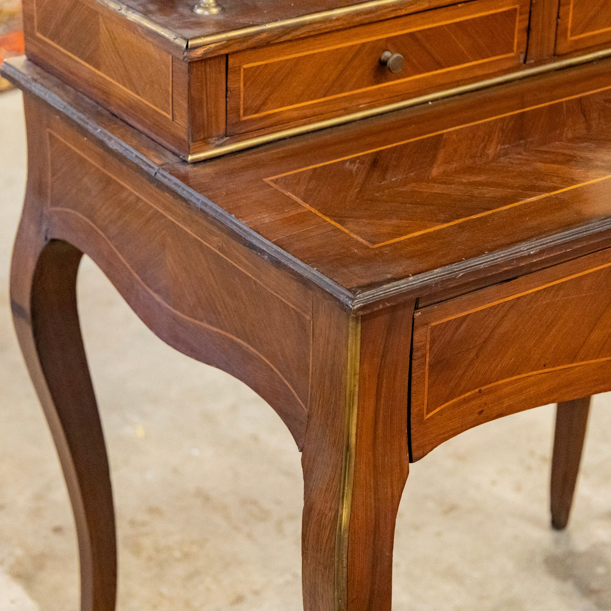 Louis XV Vanity Desk – Brass Trim & Original Writing Tray - Image 8