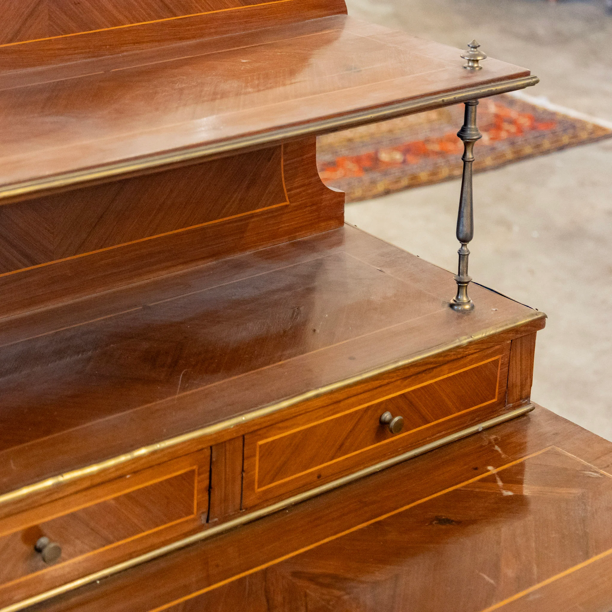 Louis XV Vanity Desk – Brass Trim & Original Writing Tray - Image 9