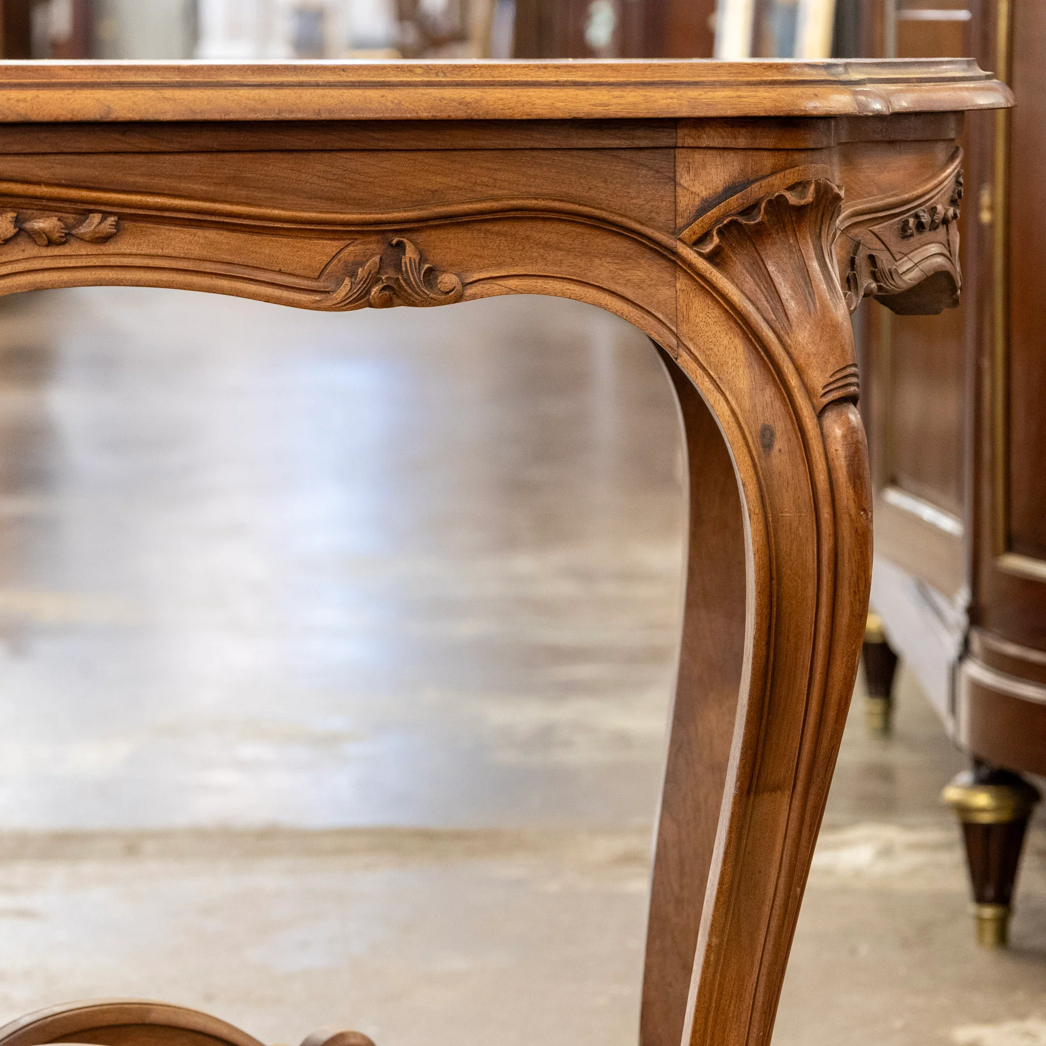Louis XV Walnut Writing desk – Cabriole Legs & Carved Detailing - Image 5
