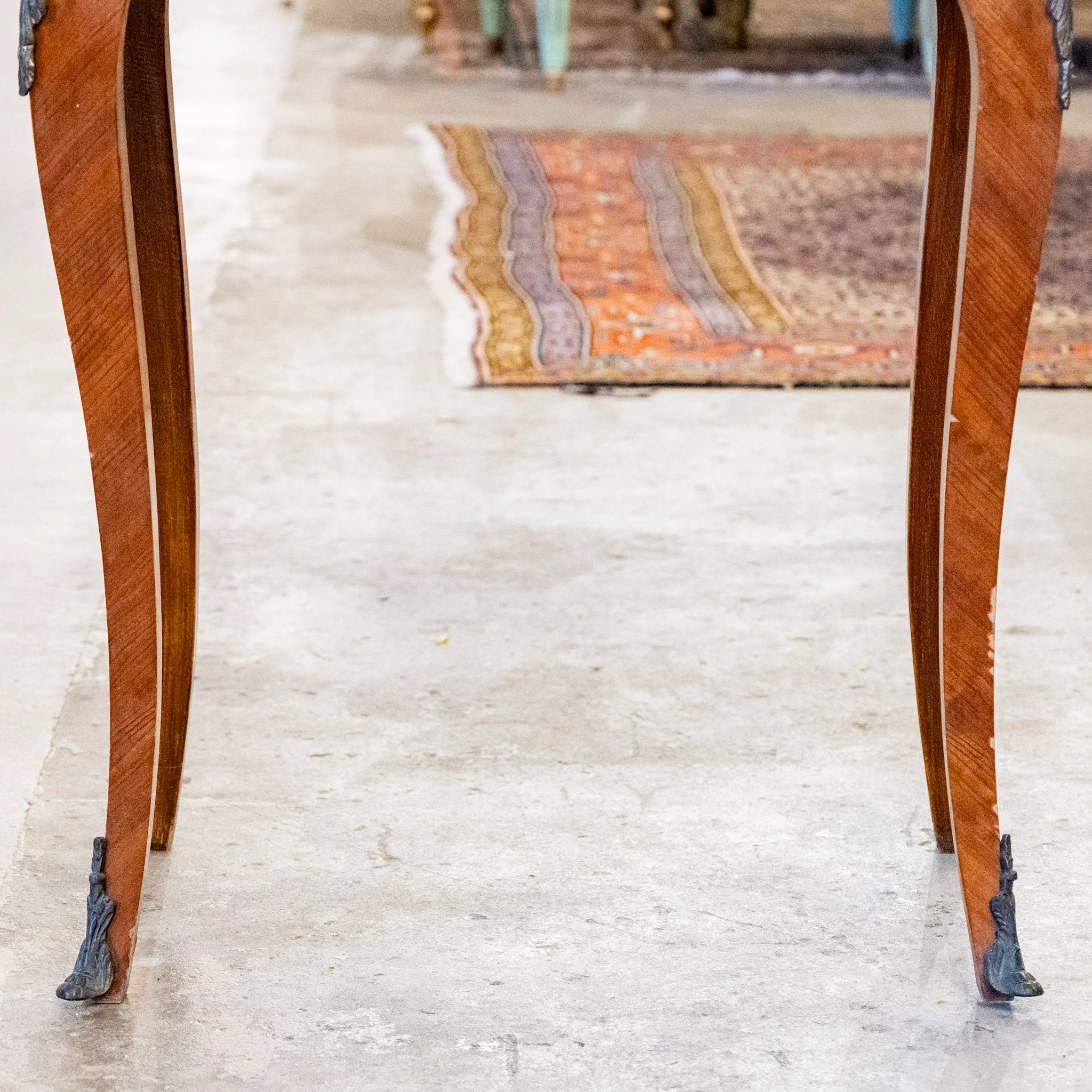 Louis XV Wood Side Table – Empire Brass Mounts & Marquetry - Image 4