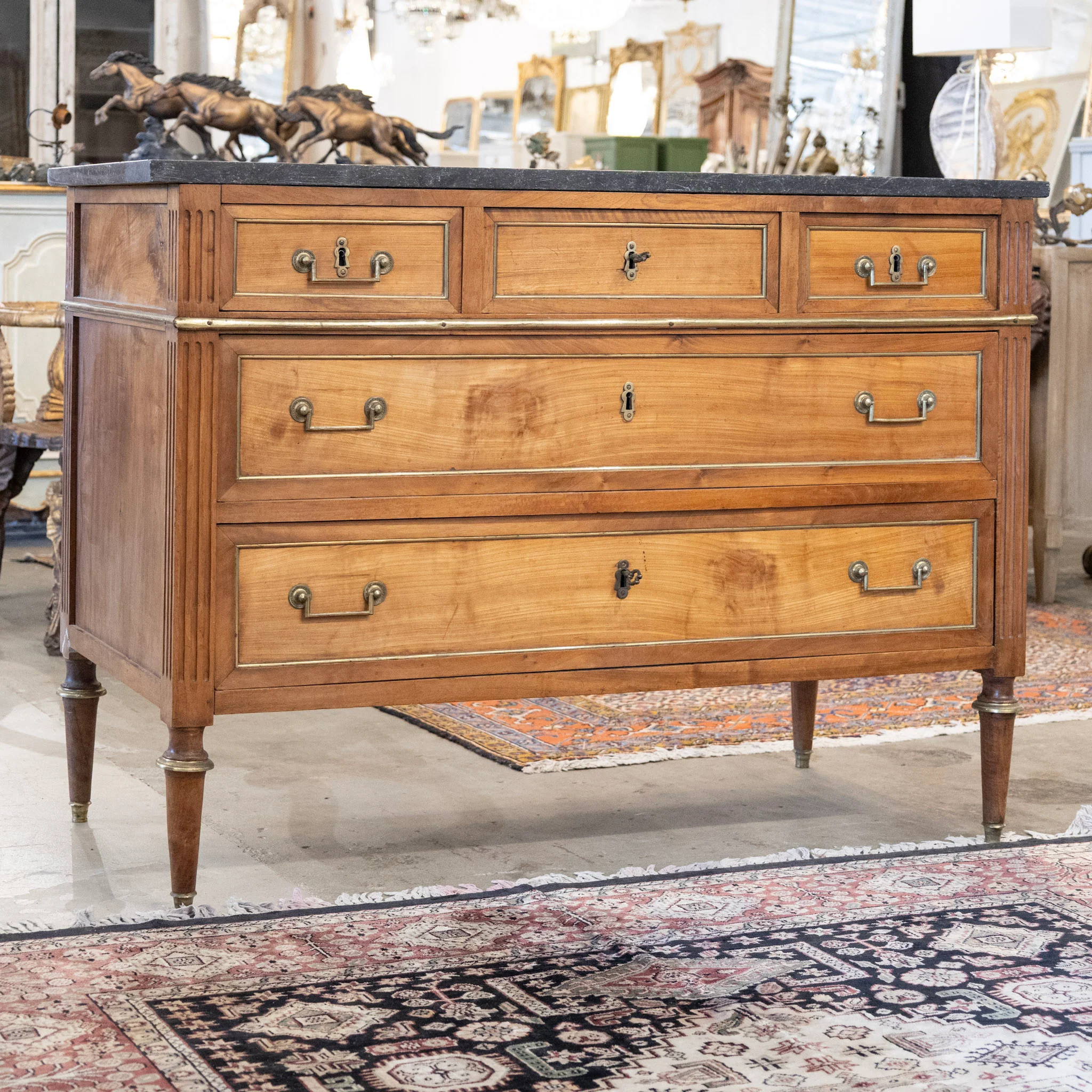 Louis XVI 18th Century Chest – Wood with Black Marble Top - Image 3