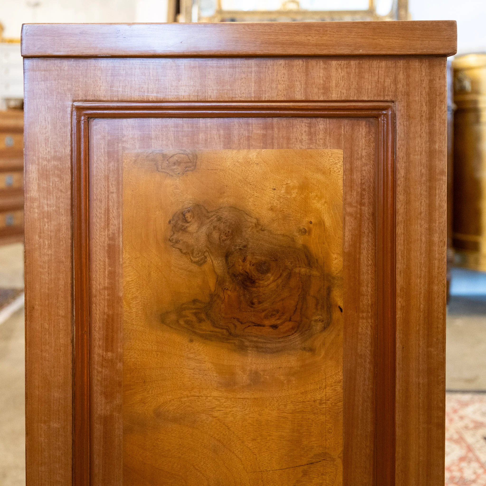 Louis XVI 3-Drawer Chest – Honey Burl Wood Finish & Large Ring Pulls - Image 6