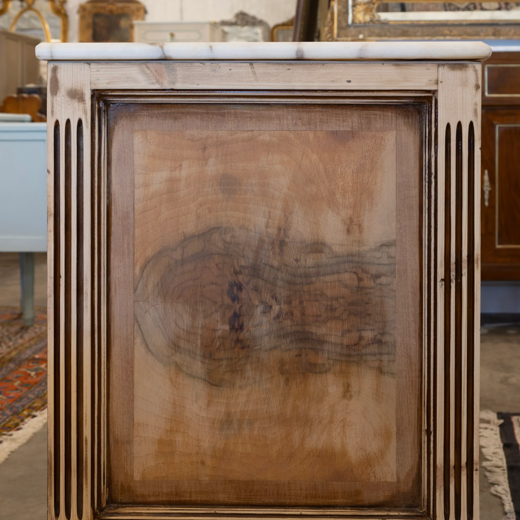 Louis XVI 3-Drawer Chest – Light Honey Burl Wood & Marble Top - Image 5